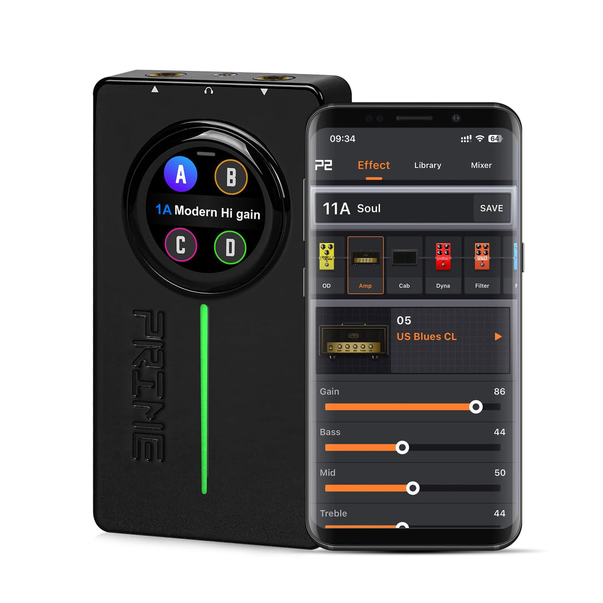 Mooer P2 Multi-Effects Pedal Processor, Stereo Electric Guitar Pedals With Amp Midi Looper Drum Machine Otg Touch Screen For Per