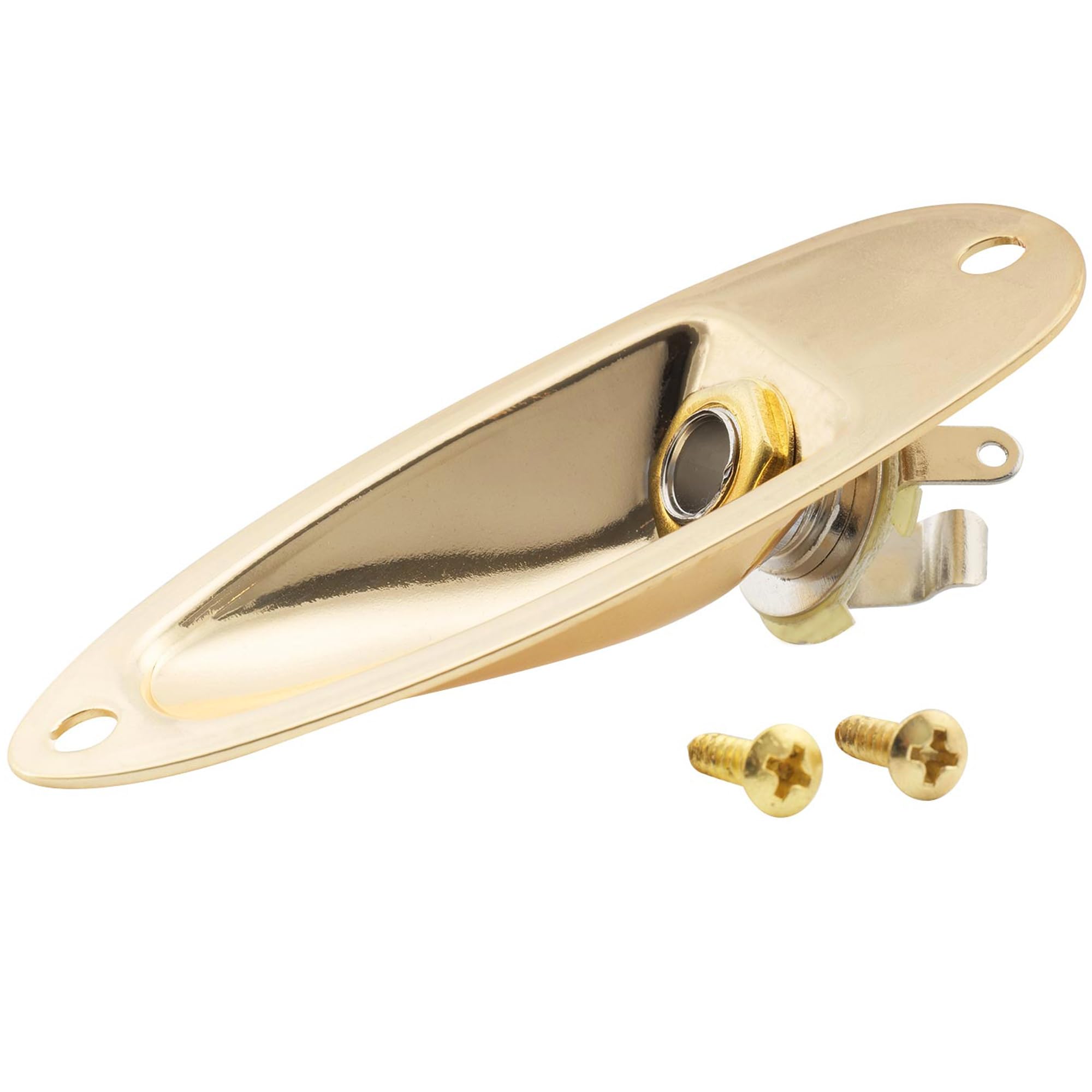 Musiclily 1/4 Inch Boat Style Loaded Guitar Input Jack Socket Plate Output Jack For Fender Stratocaster Strat Electric Guitar, G