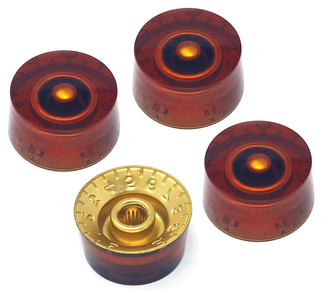 Vintage Forge Amber Speed Knobs Compatible with Epiphone Les Paul SG Electric Guitar (Set of 4) Fits 18 Coarse-Spline Import (Me