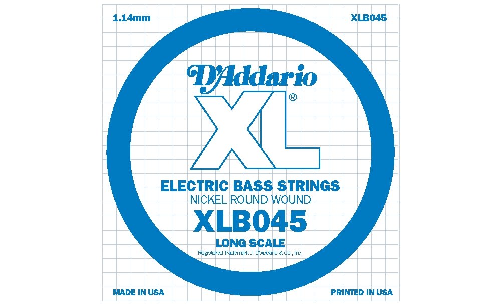 D'Addario Xlb045 Nickel Wound Bass Guitar Single String, Long Scale.045