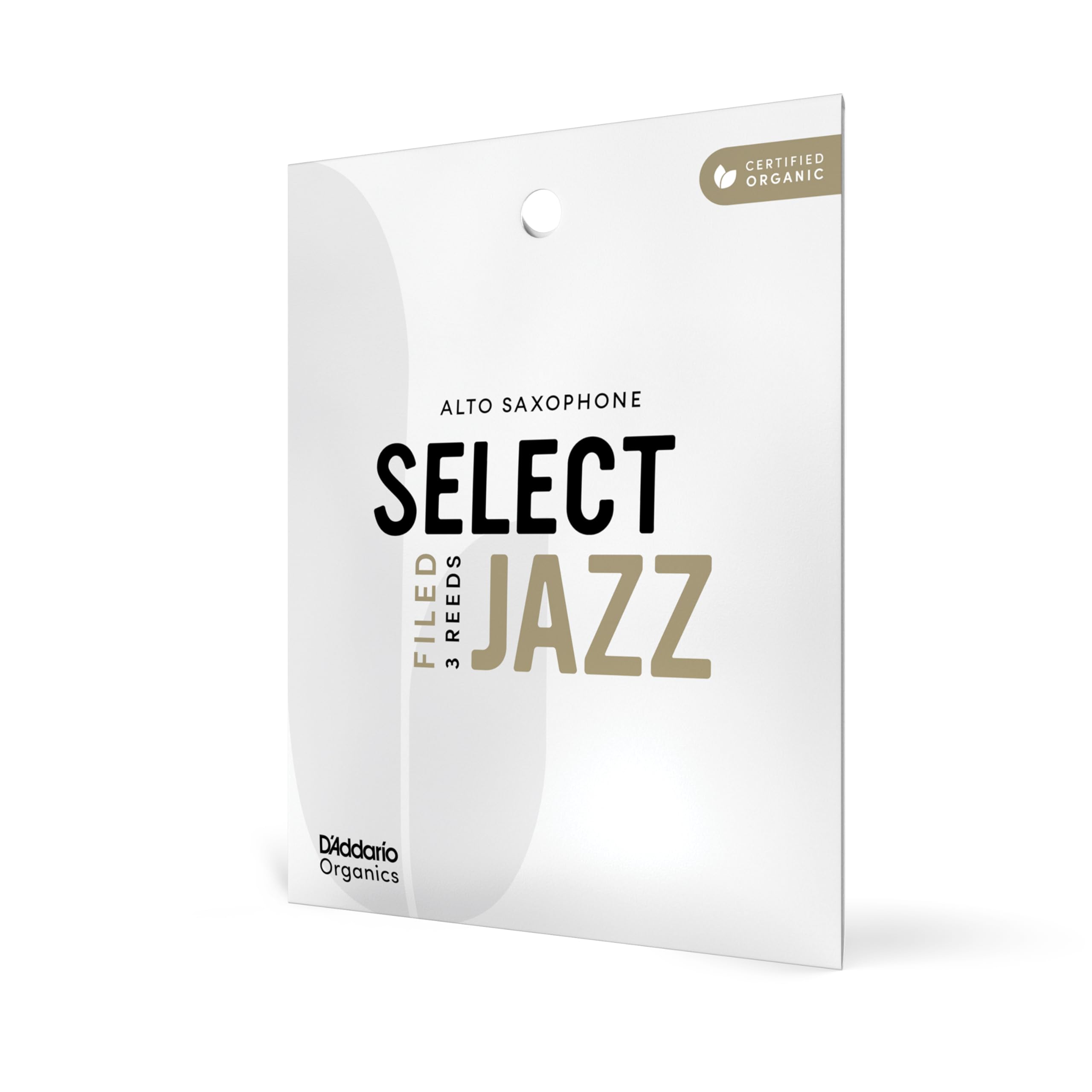 DAddario Organic Select Jazz Filed Alto Saxophone Reeds - Sax Reeds - Individually Sealed - 2 Soft, 3 Pack