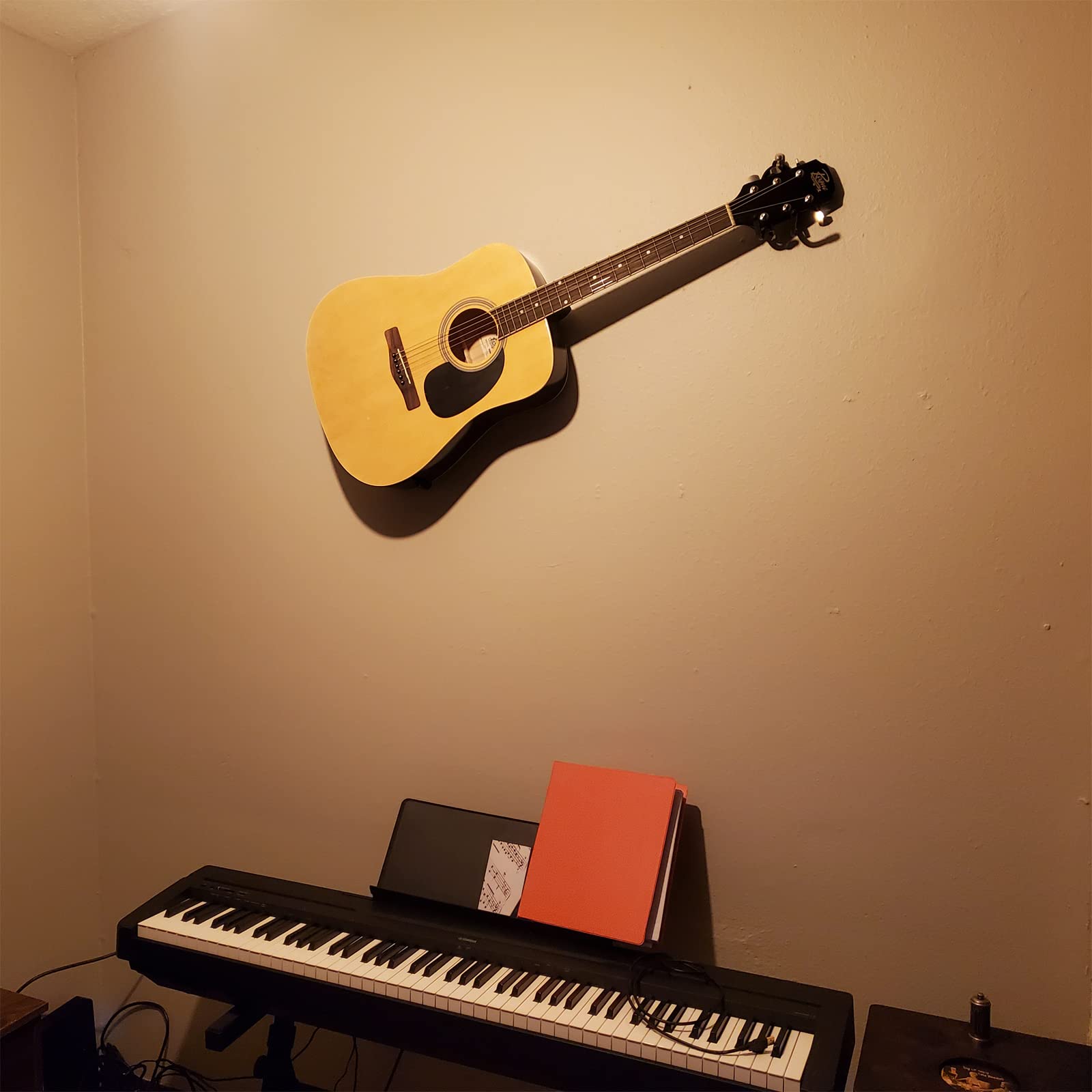 Pmsanzay Horizontal Guitar Wall Mount Hanger, 2 Pack Guitar Hanger Wall Hook Holder Stand Storage Display Rack with Screws for A