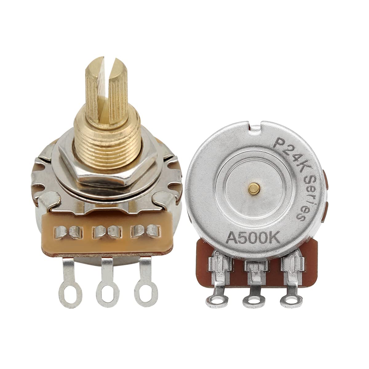 Fleor 2Pcs A500K Audio Pots 19Mm Long Split Shaft Guitar Potentiometer, 24-Tooth