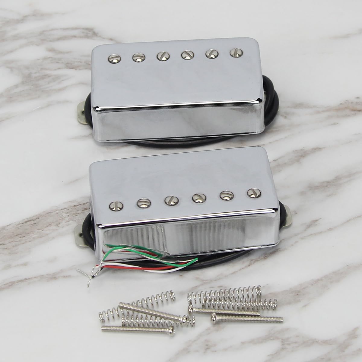 FLEOR Humbucker Pickup Ceramic Guitar Neck + Bridge Pickup Set Chrome Fit LP Style Electric Guitar