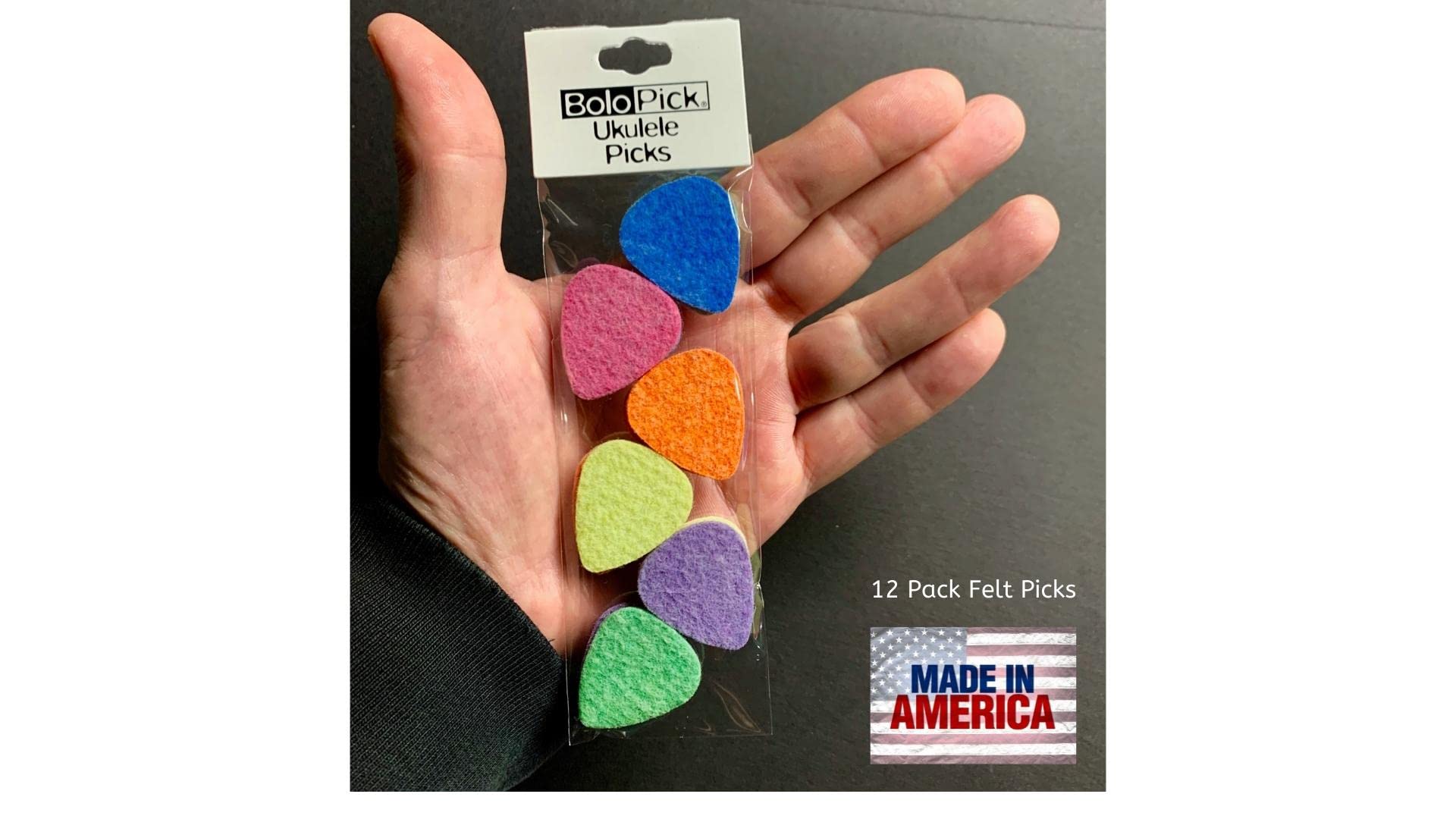 Felt Ukulele Picks, 12 Piece BoloPick Original Recipe Felt Uke Picks for Ukulele, Guitar,Bass, Autoharp, Banjo