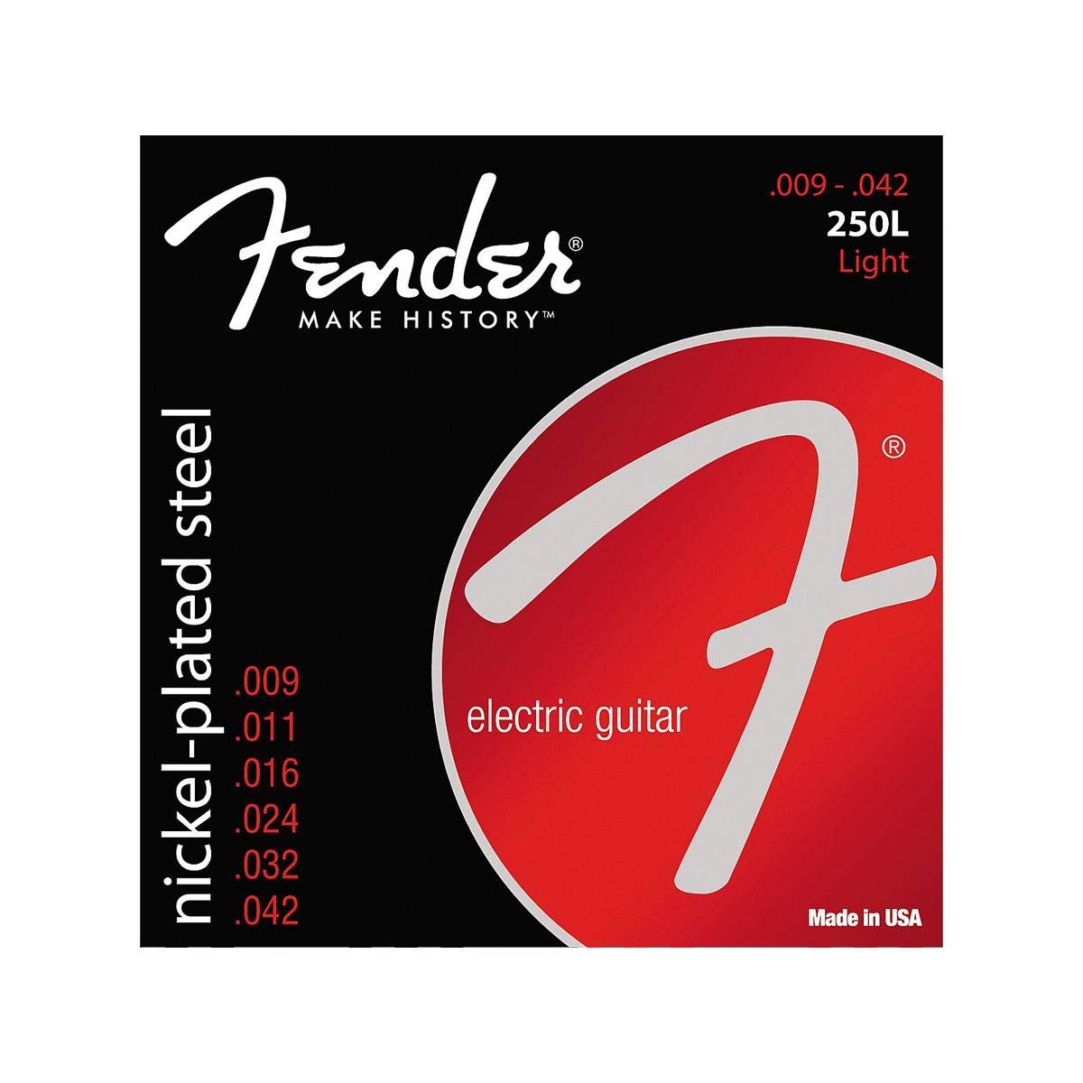 Fender Super 250 Electric Guitar Strings, Nickel Plated Steel, Ball End, 250L 009-042