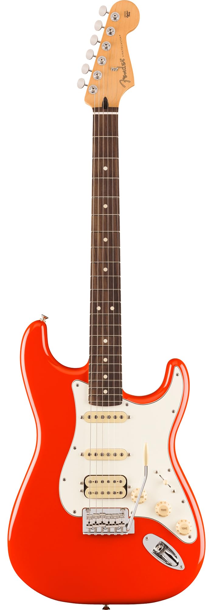 Fender Player II Stratocaster HSS - Coral Red Bundle with Gig Bag, Strap, Cable, 3-Pack Picks and Guitar Cleaning Kit