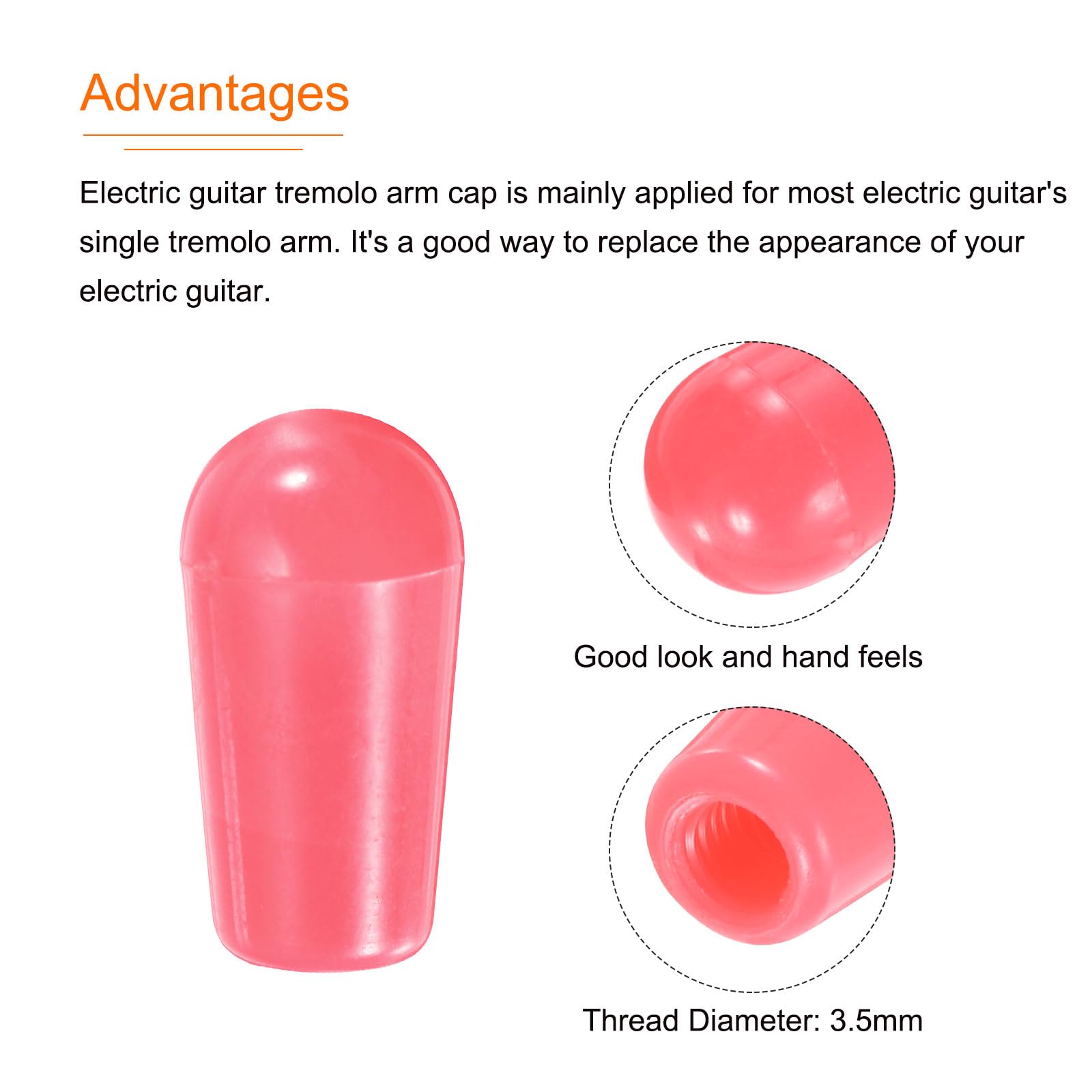 MECCANIXITY 2Pcs Guitar 3 Way Pickup Switch Tip M3.5 Plastic Toggle Switch Knobs for LP Electric Guitar, Pink