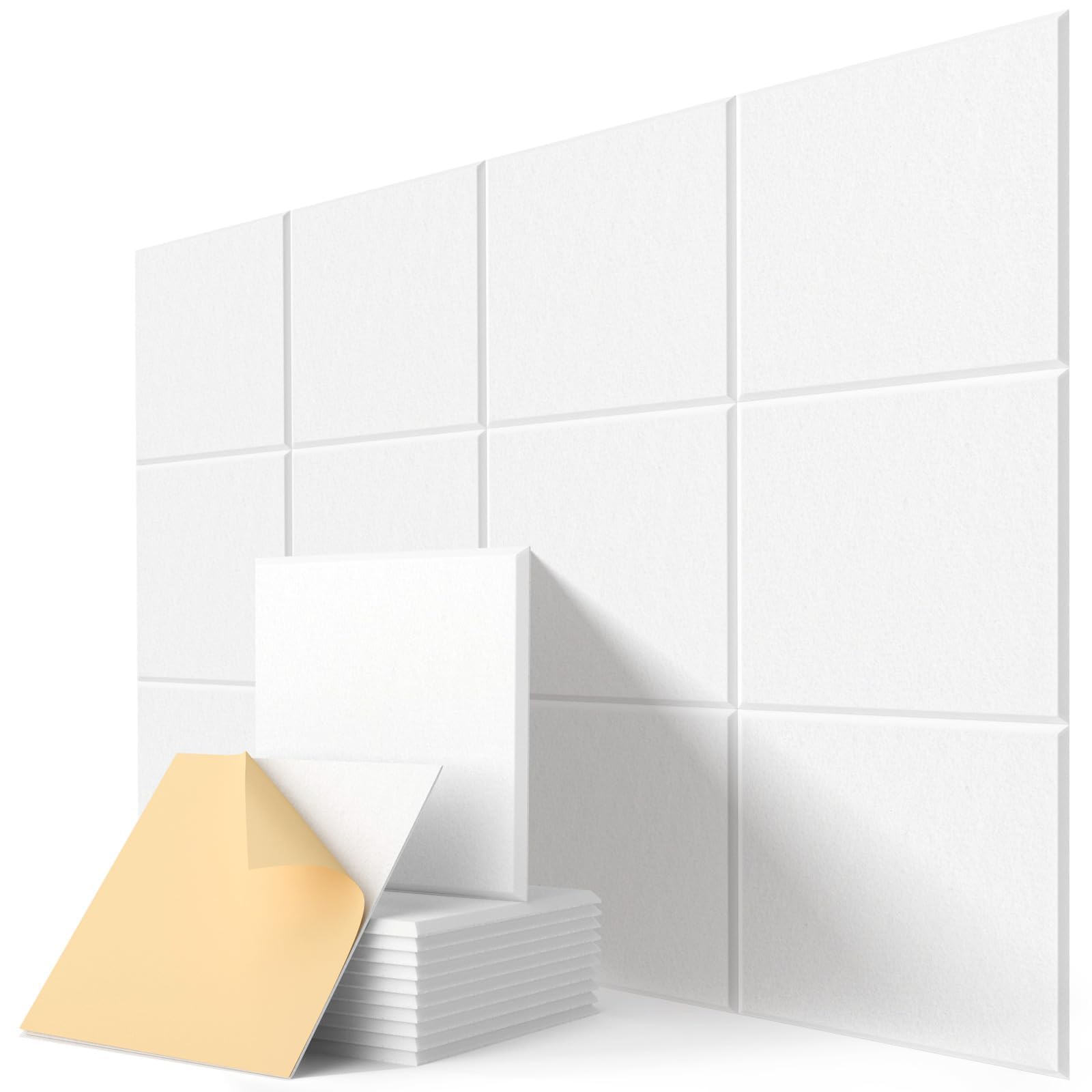 Soundproof Wall Panels, Kuchoow Acoustic Panels Self-Adhesive, 12 Pack Acoustic Wall Panels High Density, Sound Proof Panels For