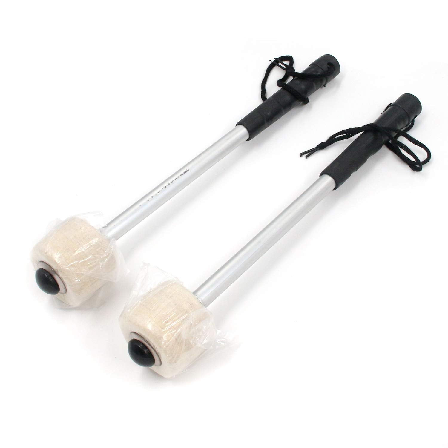FarBoat 2Pcs Drum Mallet Stick Wool Felt Head 11.8 Stainless Steel Handle Anti-slip Instrument Accessories Part for Bass Drums S