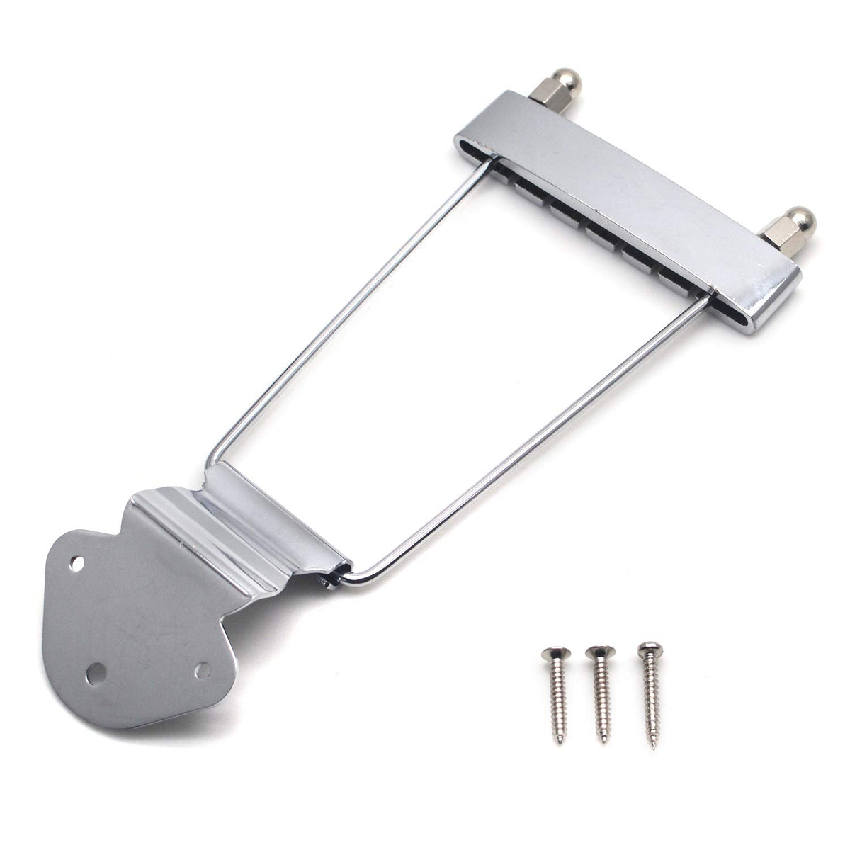 Farboat 6-String Trapeze Tailpiece Bridge Metal Replacement Accessories For Lp Jazz Archtop Guitar With Screws (Silver)