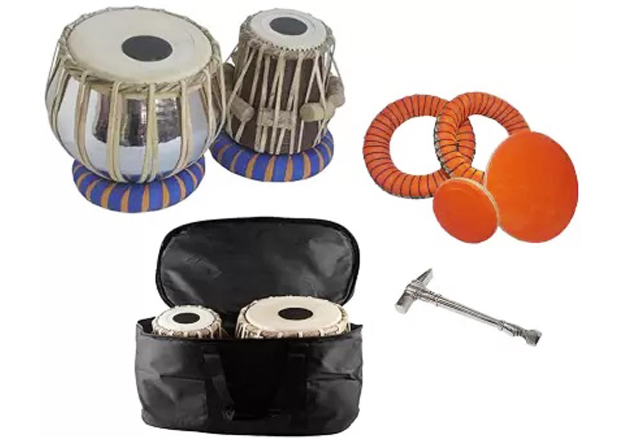 Gt Manufacturers Steel Dagga (Bayan) And Shesham Wood Tabla (Dayan) Set With All Accessories 06
