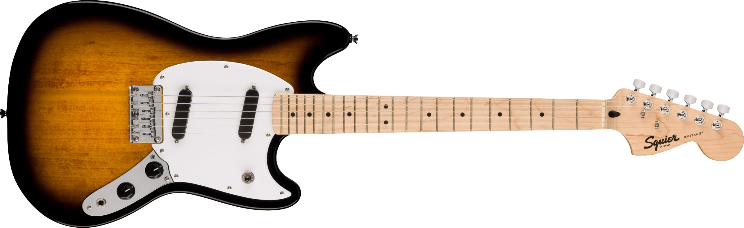 Fender Squier Sonic Mustang Electric Guitar, Beginner Guitar, Includes 30 Days Of Free Lessons, Maple Fingerboard And Step Up Pi