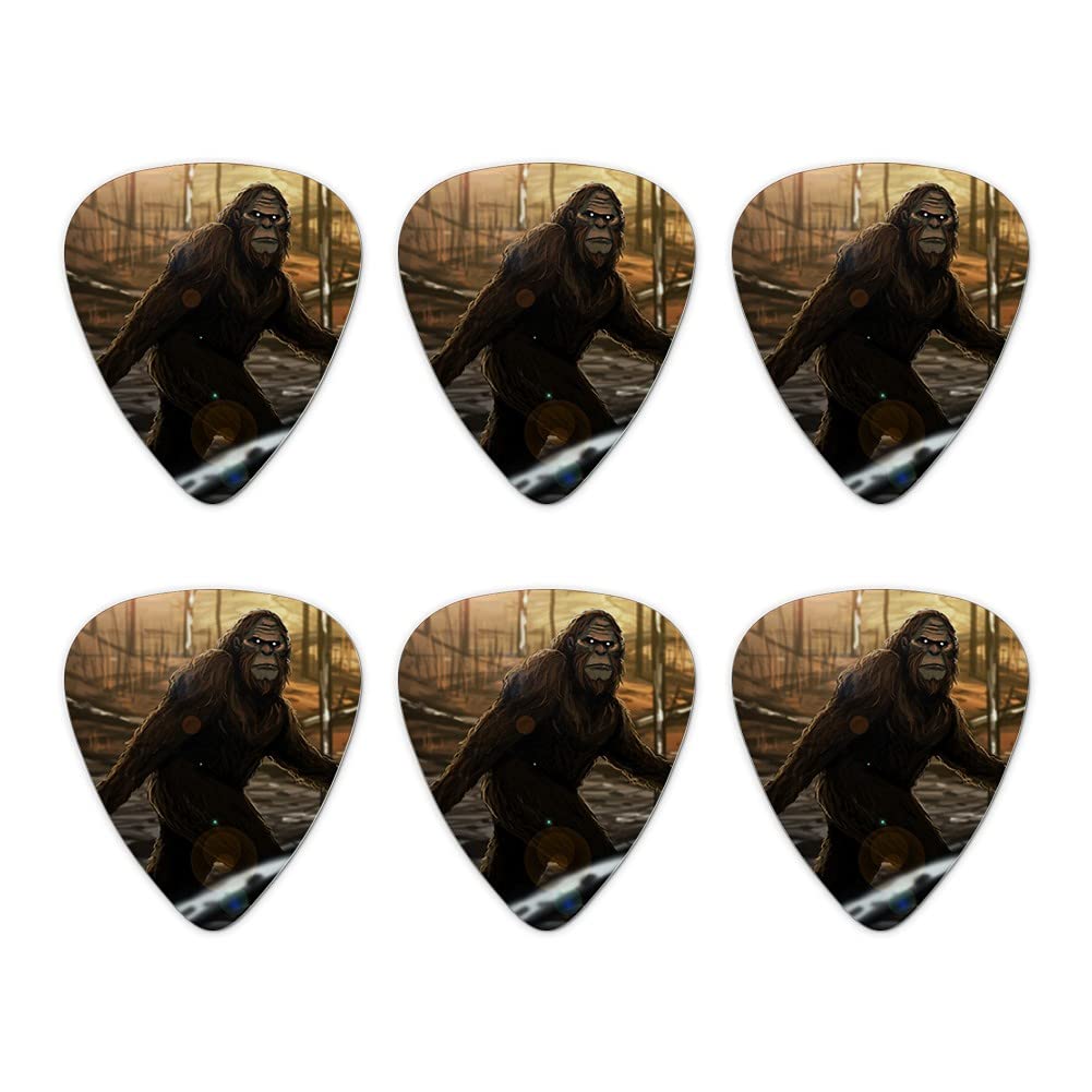 Bigfoot Sasquatch Walking In The Woods Novelty Guitar Picks Medium Gauge - Set Of 6