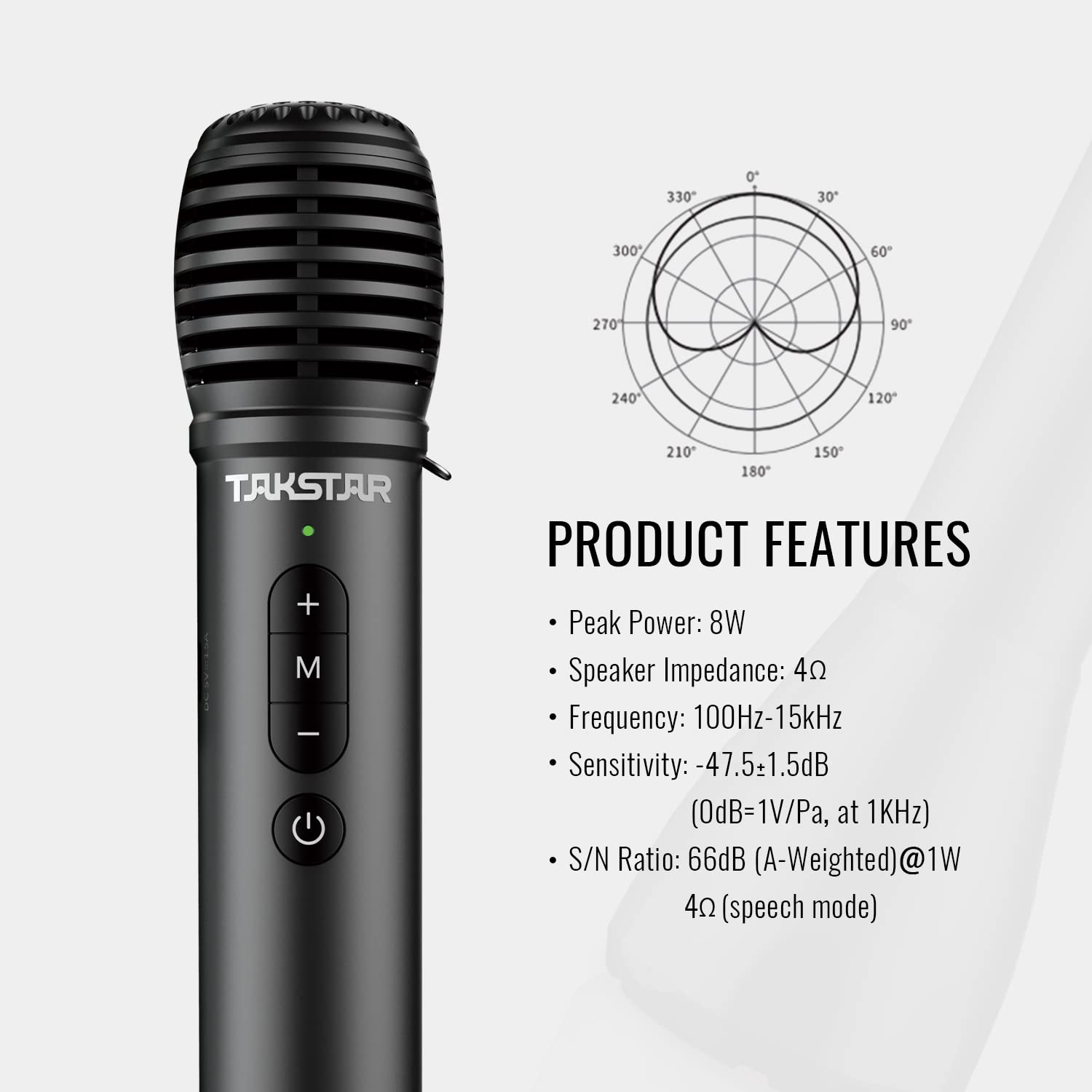 TAKSTAR 2-in-1 Bluetooth Wireless Microphone & Voice Amplifier, Portable Handheld Mic Speaker For Karaoke, Meeting, Outdoors, Sp