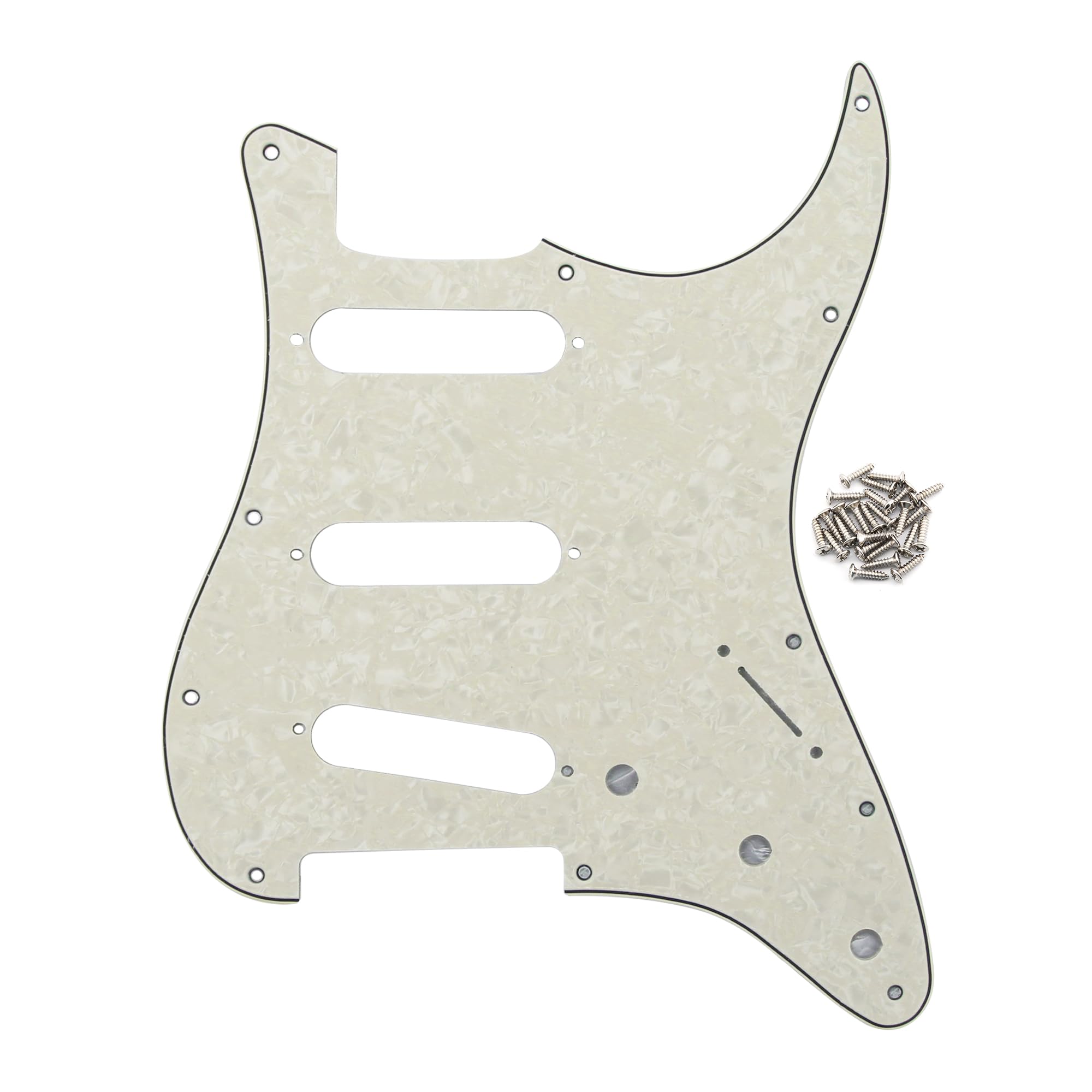 FLEOR 11 Holes ST Style Pickguard SSS Guitar Pickguard Pick Guard Scratchplate with Screws Set,4Ply Aged Pearl