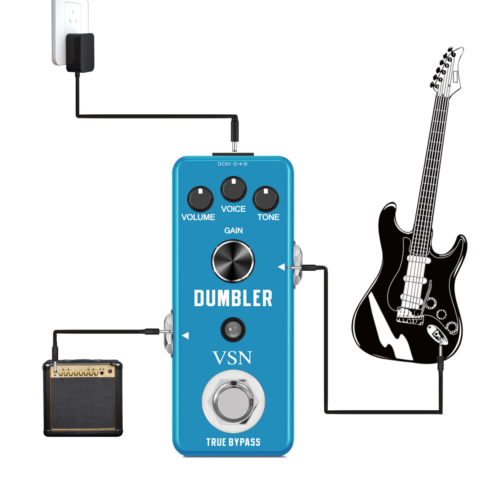 VSN Vintage Overdrive Pedal, Classic Overdrive Pedal Analog Overdrive Pedals For Electric Guitar Effect with a Voice dial For Mi