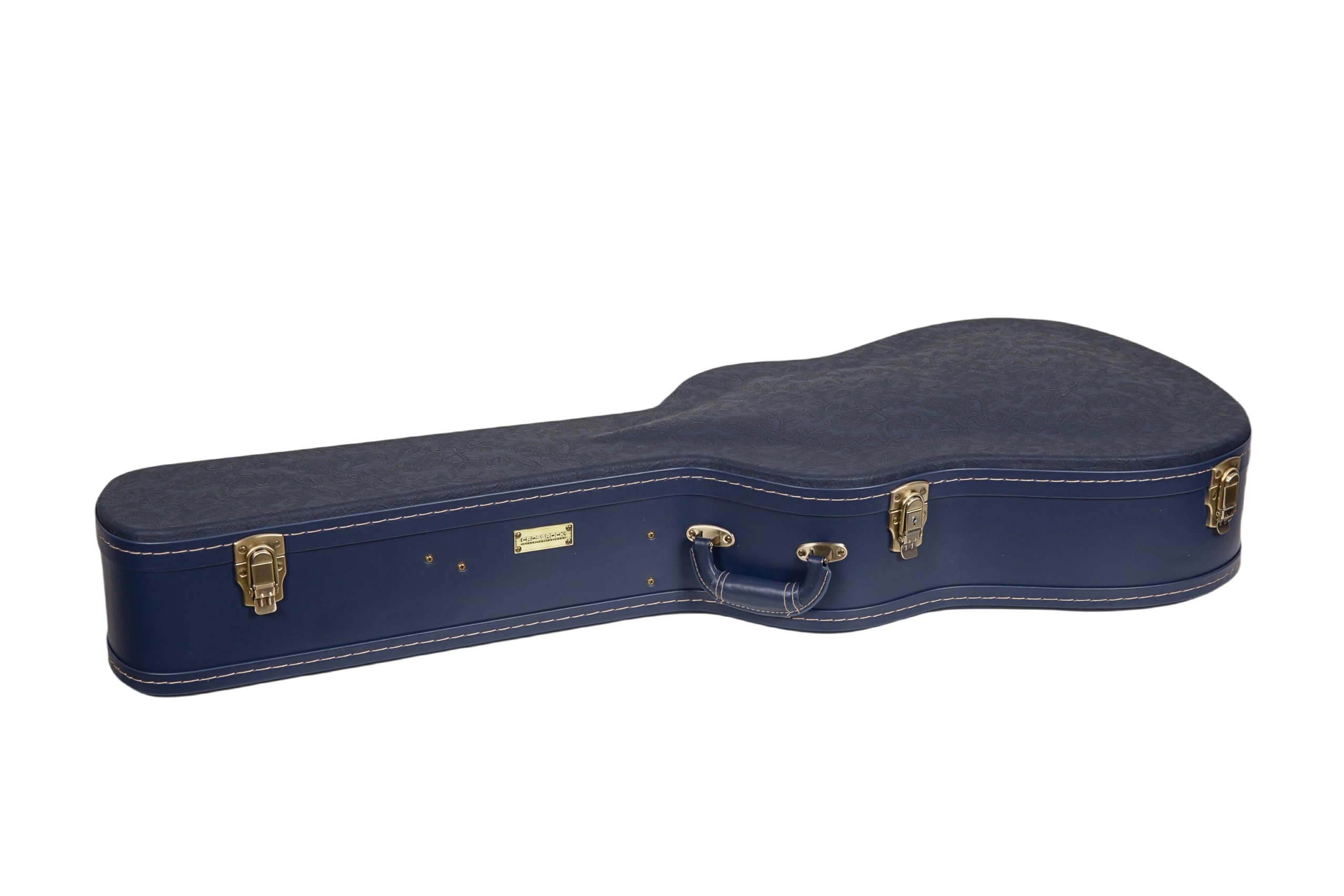 Crossrock Relief Series Dreadnought Guitar Case for Gibson J-45 / Martin D-Style | Carved Ocean Blue Finish, Deep Scarlett Velve