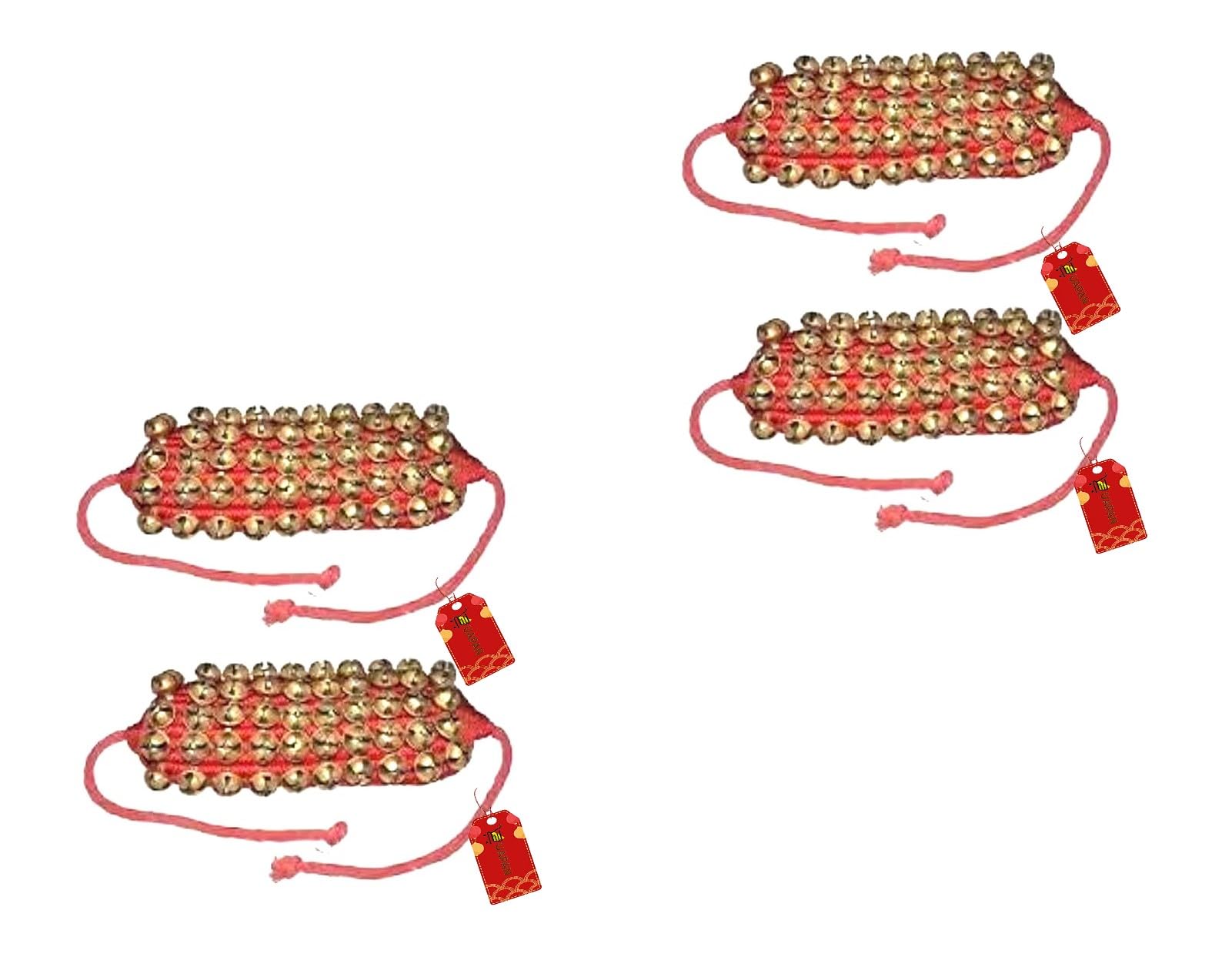 Uapan Metalcraft Ghungroo Red Pad 5 Line,Red Pad Ghungroo 5 Line (Pack Of 2 Pair)