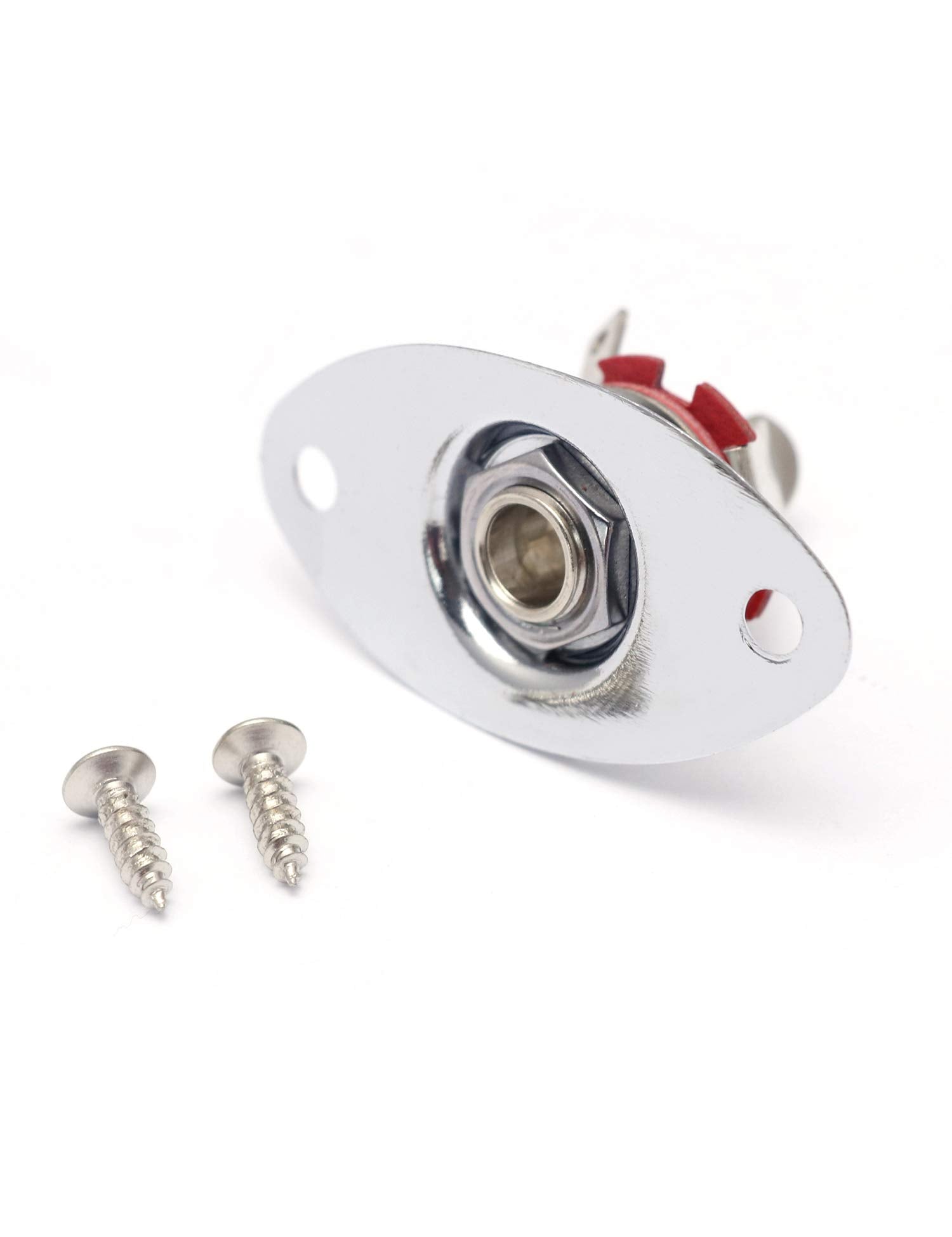 Metallor Oval Output Input Jack Plate Socket With Screws For Strat Tele Style Electric Guitar Parts Replacement Chrome.