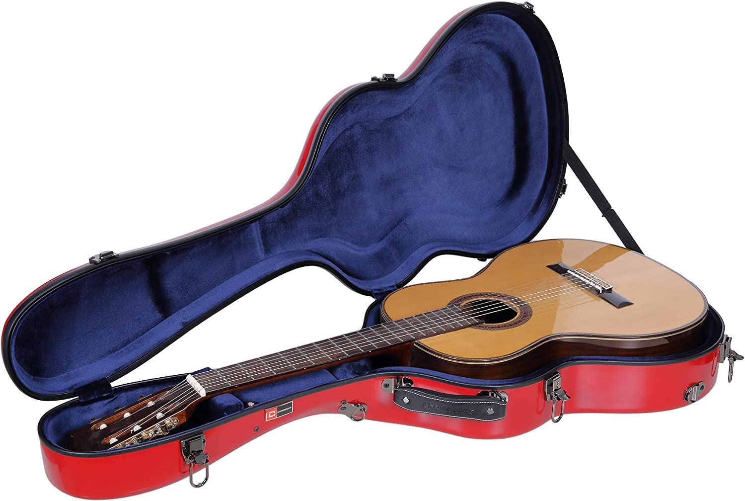 Crossrock 4/4 Full Size Backpack Style Fiberglass Hardshell Red Classical Guitar Case