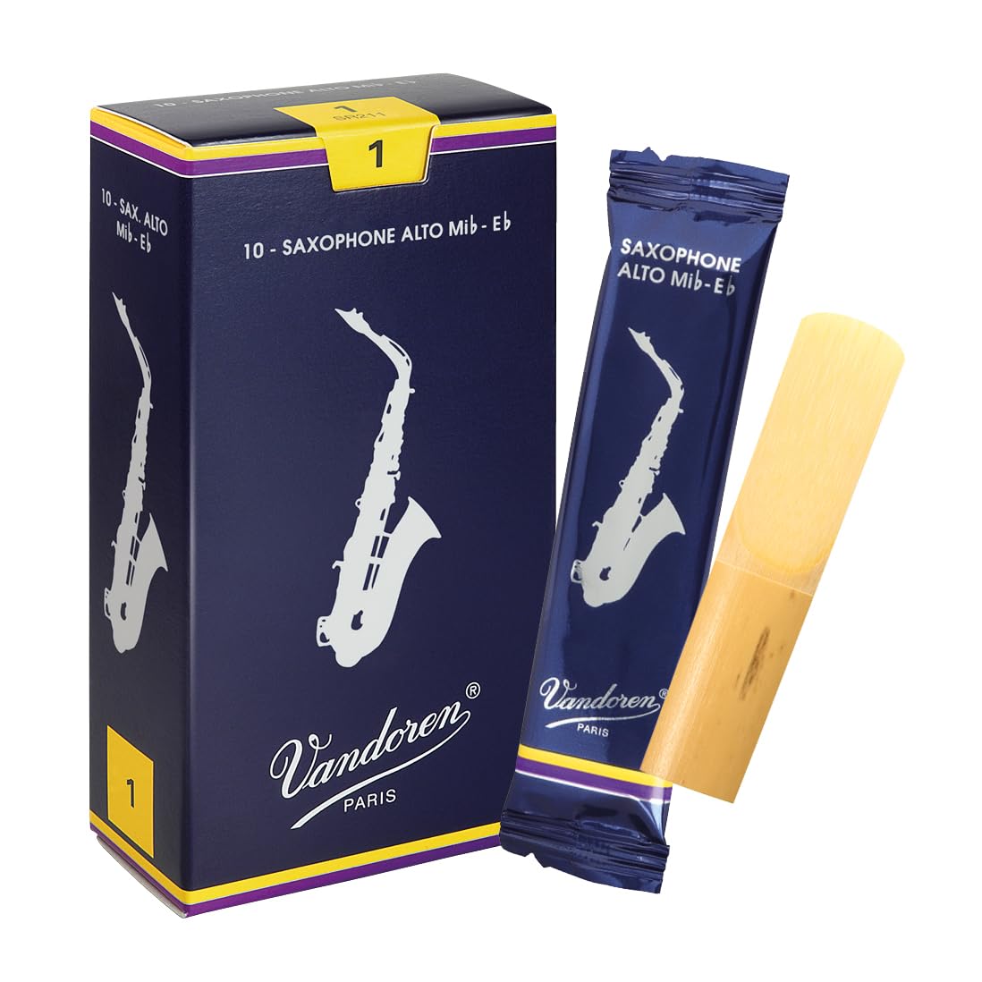 Vandoren SR211 Alto Sax Traditional Reeds Strength 1; Box of 10