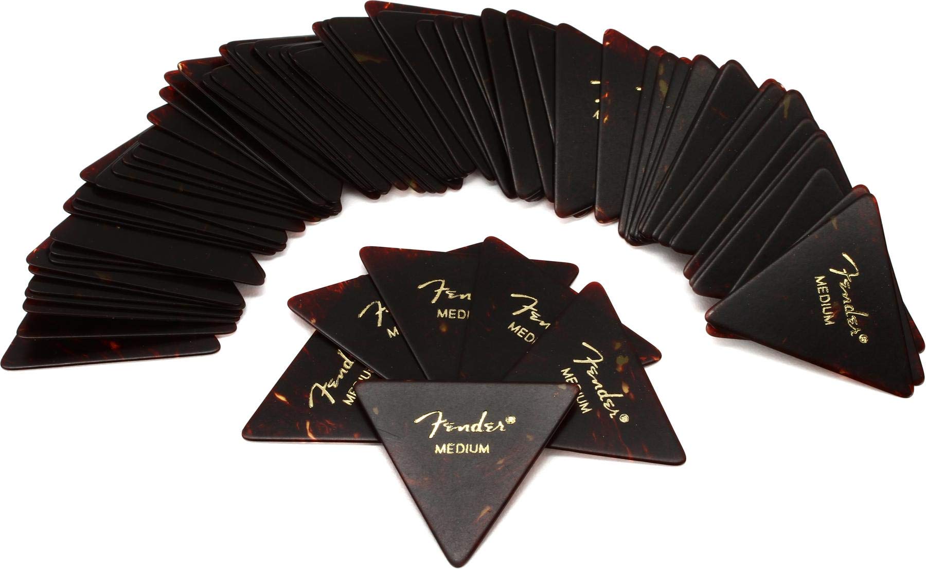 Fender Classic Celluloid Guitar Picks 355 Shape, Tortoise Shell, Medium, 72-Pack