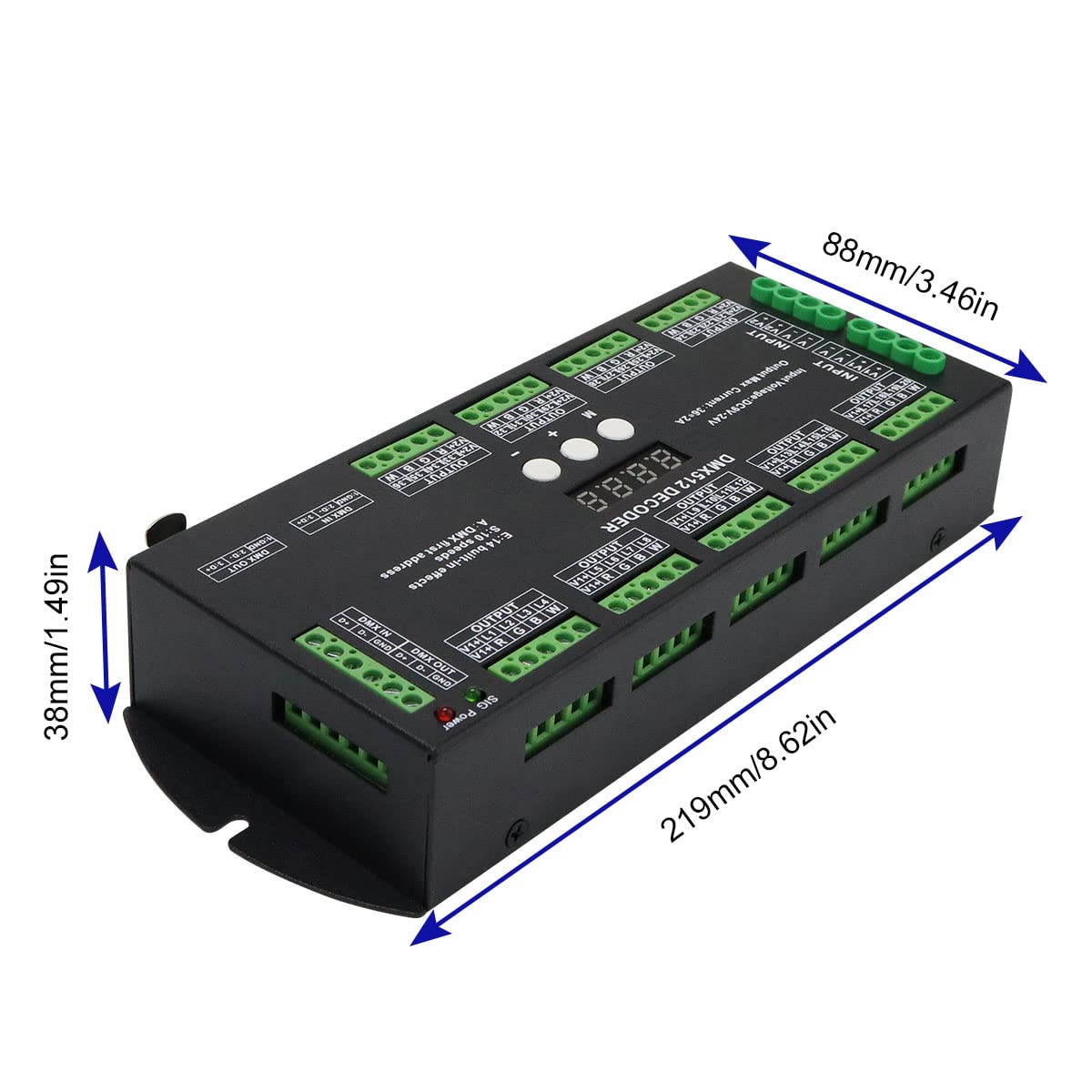 AKEPO 36CH DMX RGBW LED Digital Display Decoder, DMX512 Controller for RGBW LED Lights DC9-24V 2A/CH with 14 Built-in Effects(36