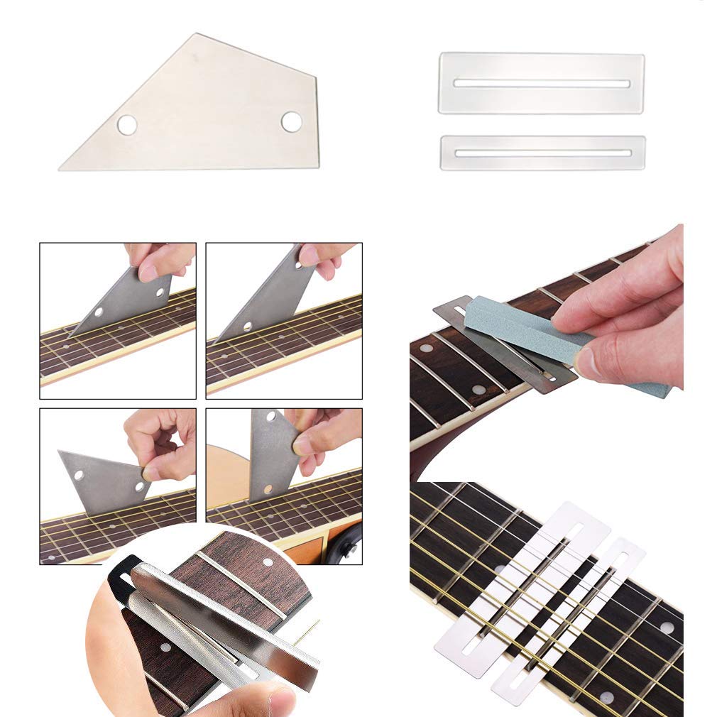 TIMESETL Guitar Repairing Maintenance Tools Kit String Organizer String Action Ruler Gauge Measuring Tool Hex Wrench Set Files F