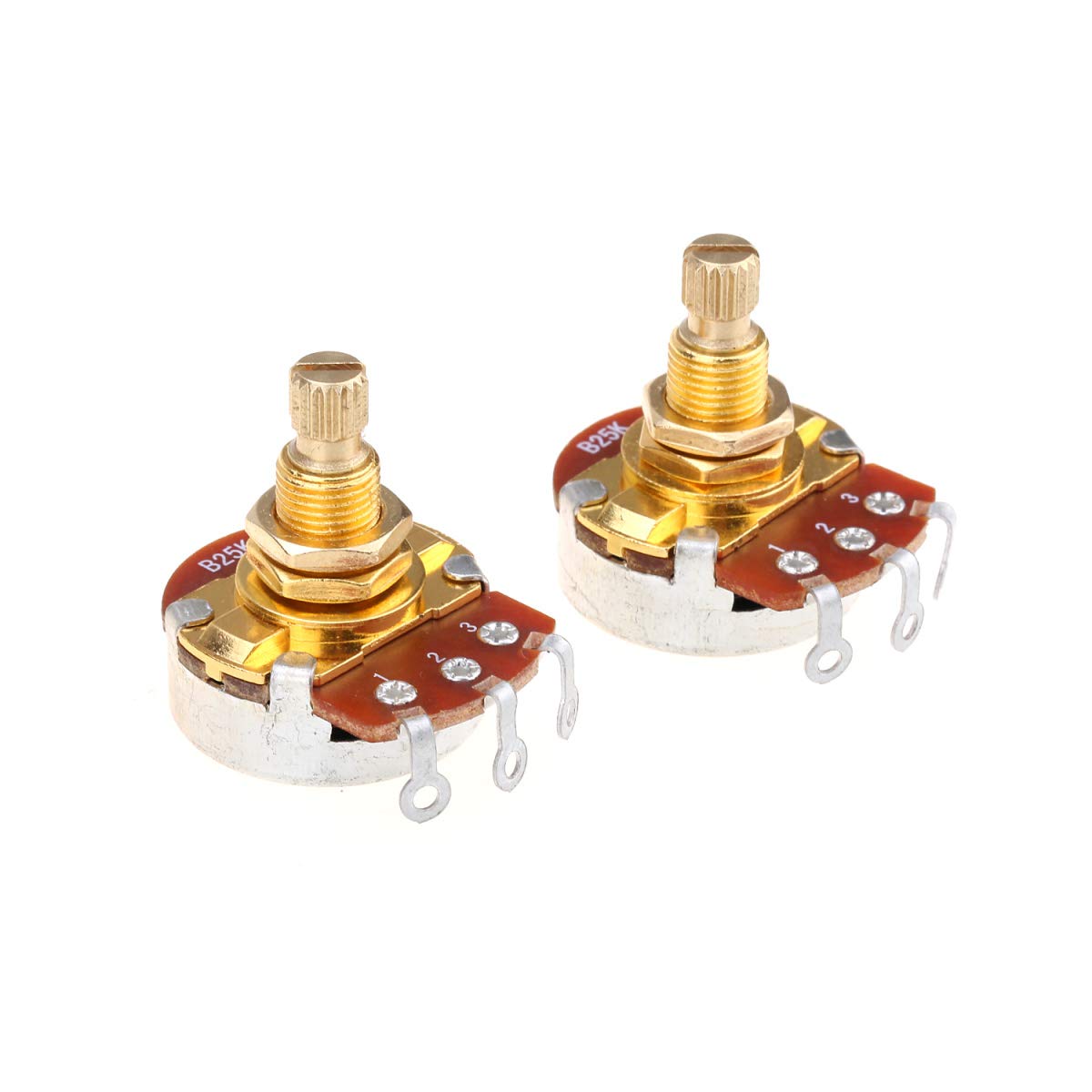 Musiclily Pro Brass Thread Full Metric Sized Control Pots B25K Linear Taper Potentiometers For Guitar (Set Of 2)