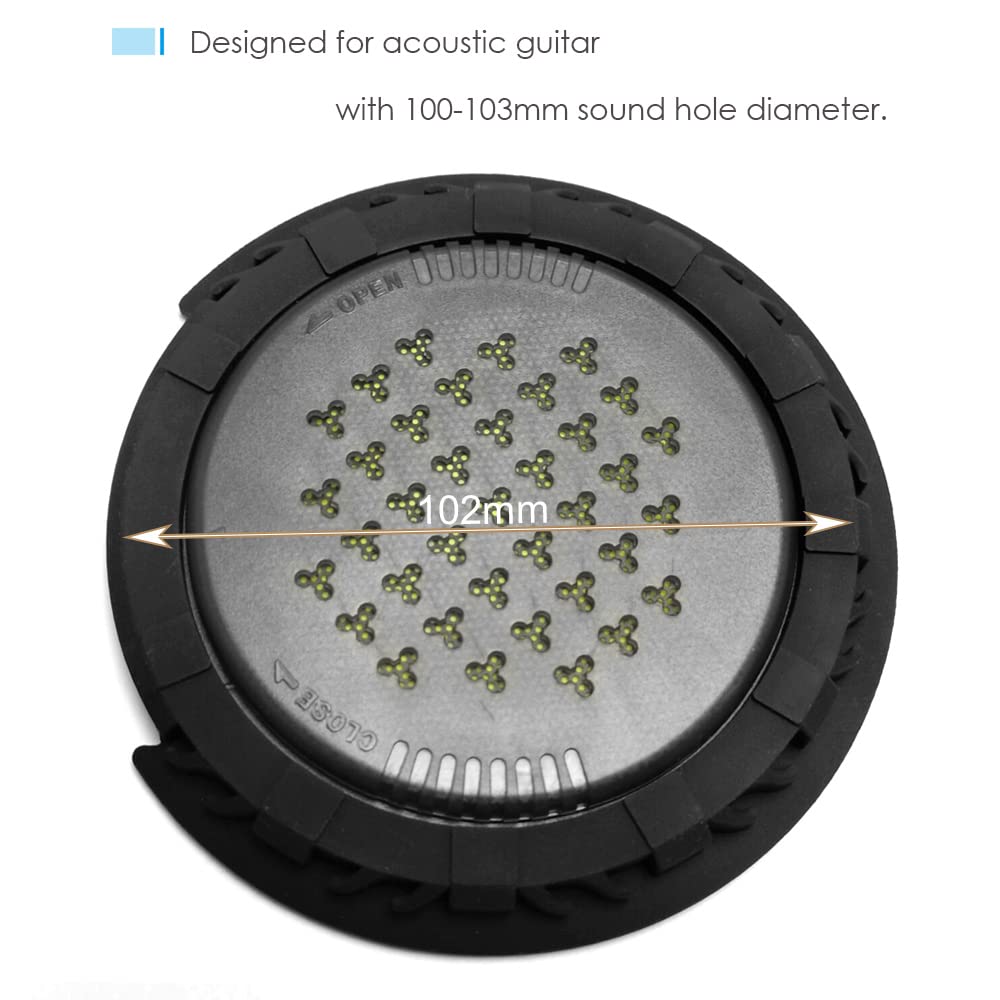 Heysland 3 in 1 Guitar Humidifier Moisture Reservoir Dehumidifier Acoustic Guitar Sound Hole Cover for Diameter 100 to103mm Soun