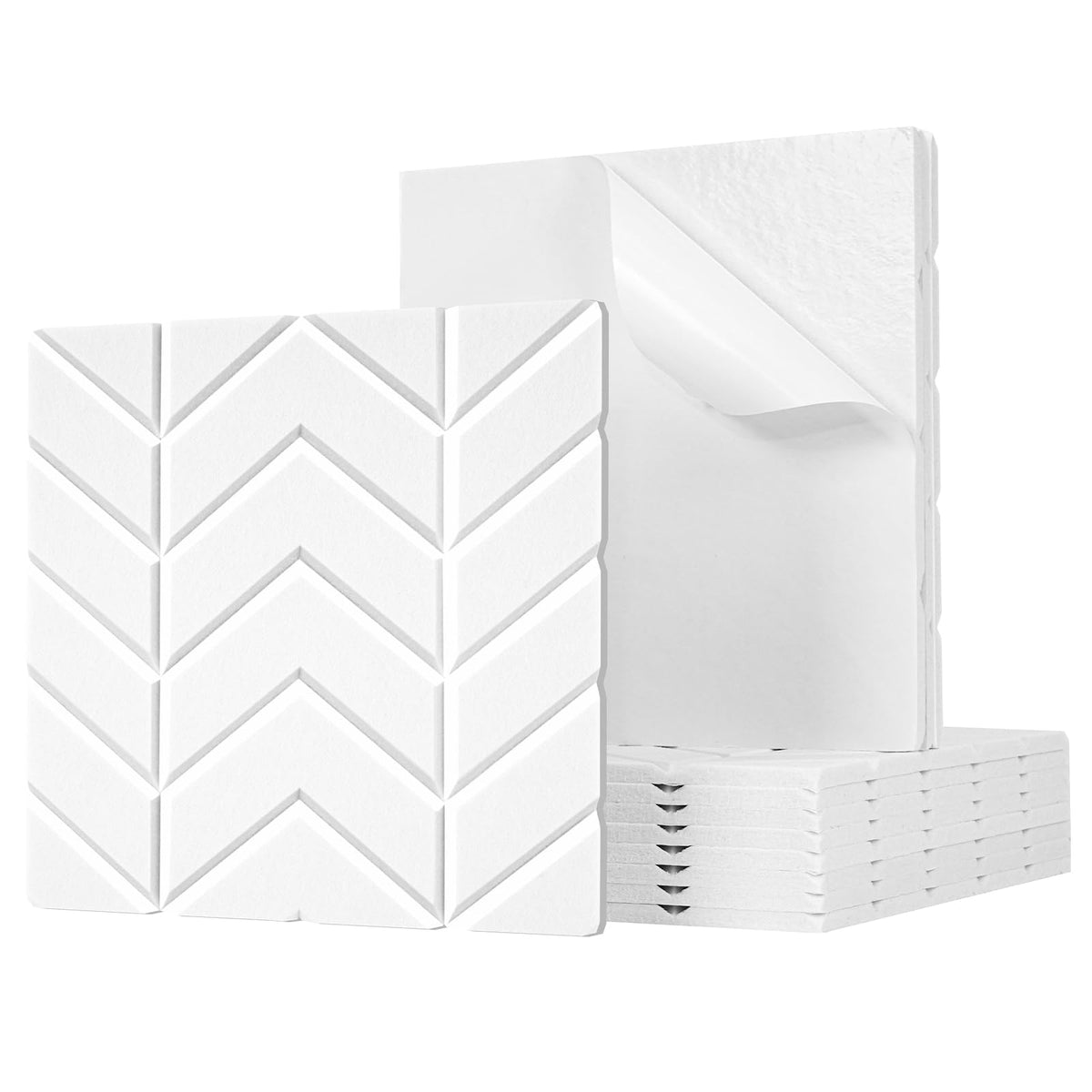 Tutmyrea 12 Pack Self-Adhesive Acoustic Panels, 12''X12''X0.4'' W-Shaped Soundproof Wall Panels, High Density Sound Absorbing Pa