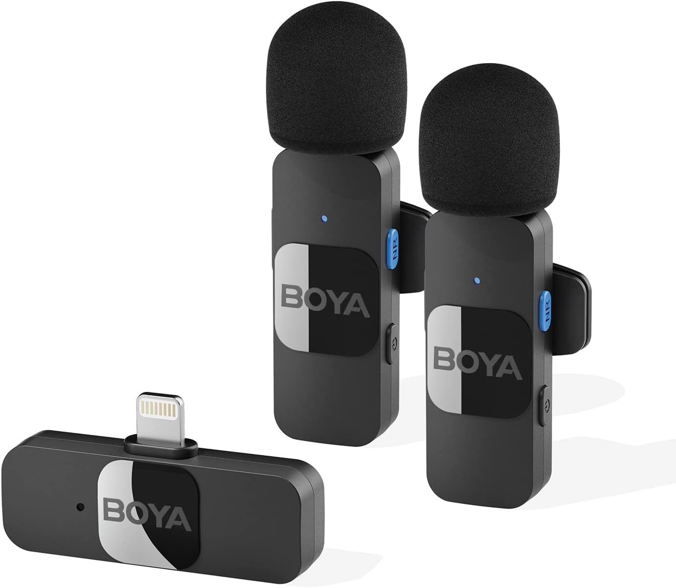 Boya by-V2 2.4 ghz Omnidirectional Wireless Microphone System with 2 Transmitters & a Receiver for iOS Devices. MFI Certified. f