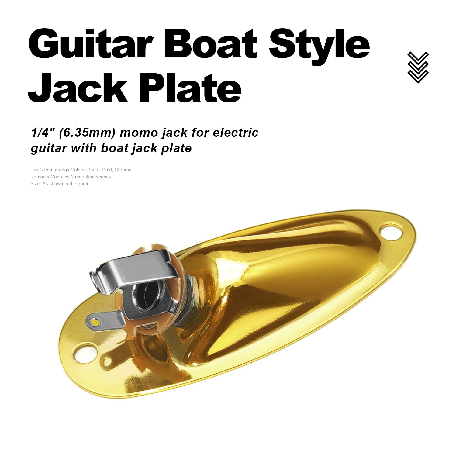 MAXCHEER Guitar Input Jack Socket Plate Output Loaded Boat Style 1/4 Inch with Screws for Fender Stratocaster Strat St Mono Elec