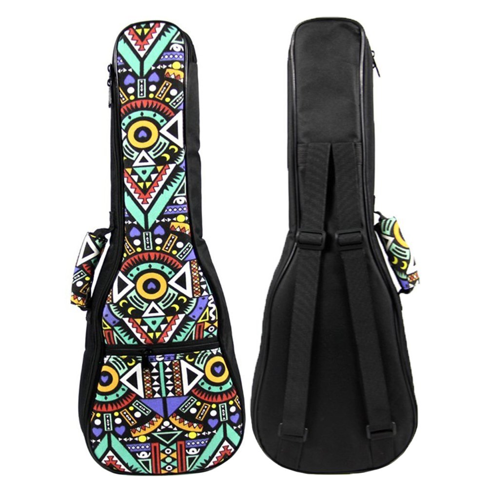 HOT SEAL 10MM Sponge Padding Waterproof Durable Colorful Conventional Ukulele Case Bag with Storage (26 Inch, Blue-Graffiti No.1