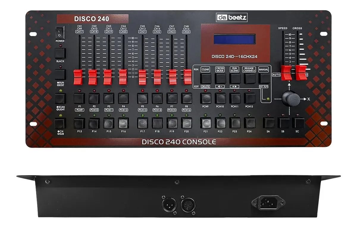 Dabeatz Disco 240 Dmx512 Lighting Controller - 192 Channel Stage Light Mixer Console With Midi & Lcd | Professional Dj Light Con