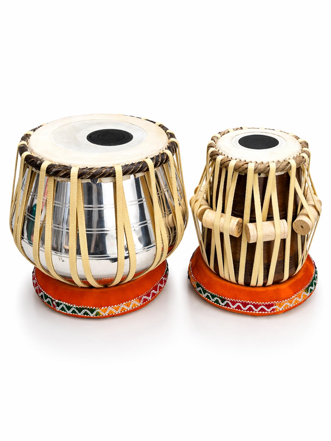 Sg Musical Tabla Set, Steel Plated Bayan With Wooden Dayan, Polished Finish, Classical Indian Percussion