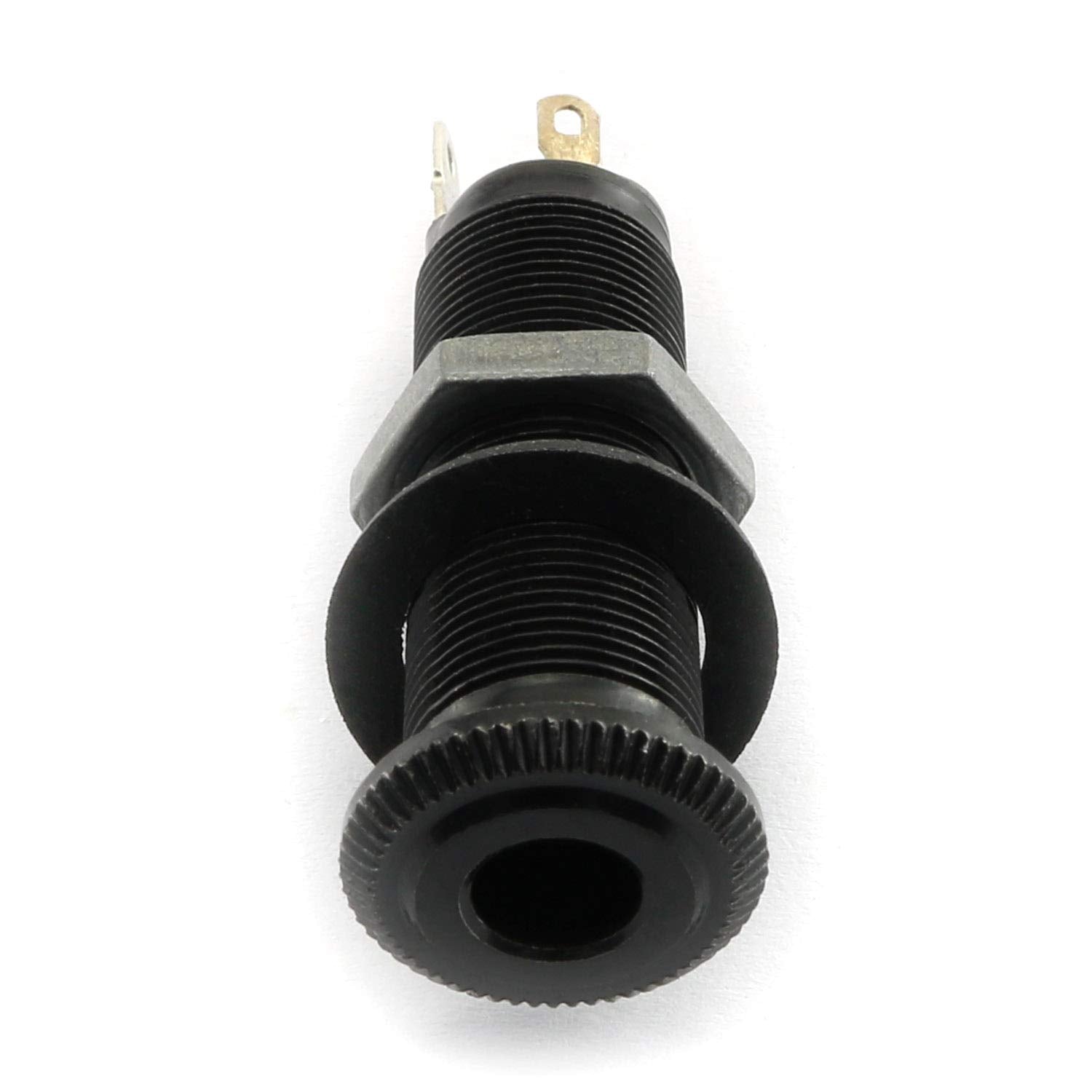 Longdex Bass Barrel Jack Black Cylinder Stereo 1/4'' Flush Mount Output Jack Input Plug Sockets with 3 Pins for Electric Guitar