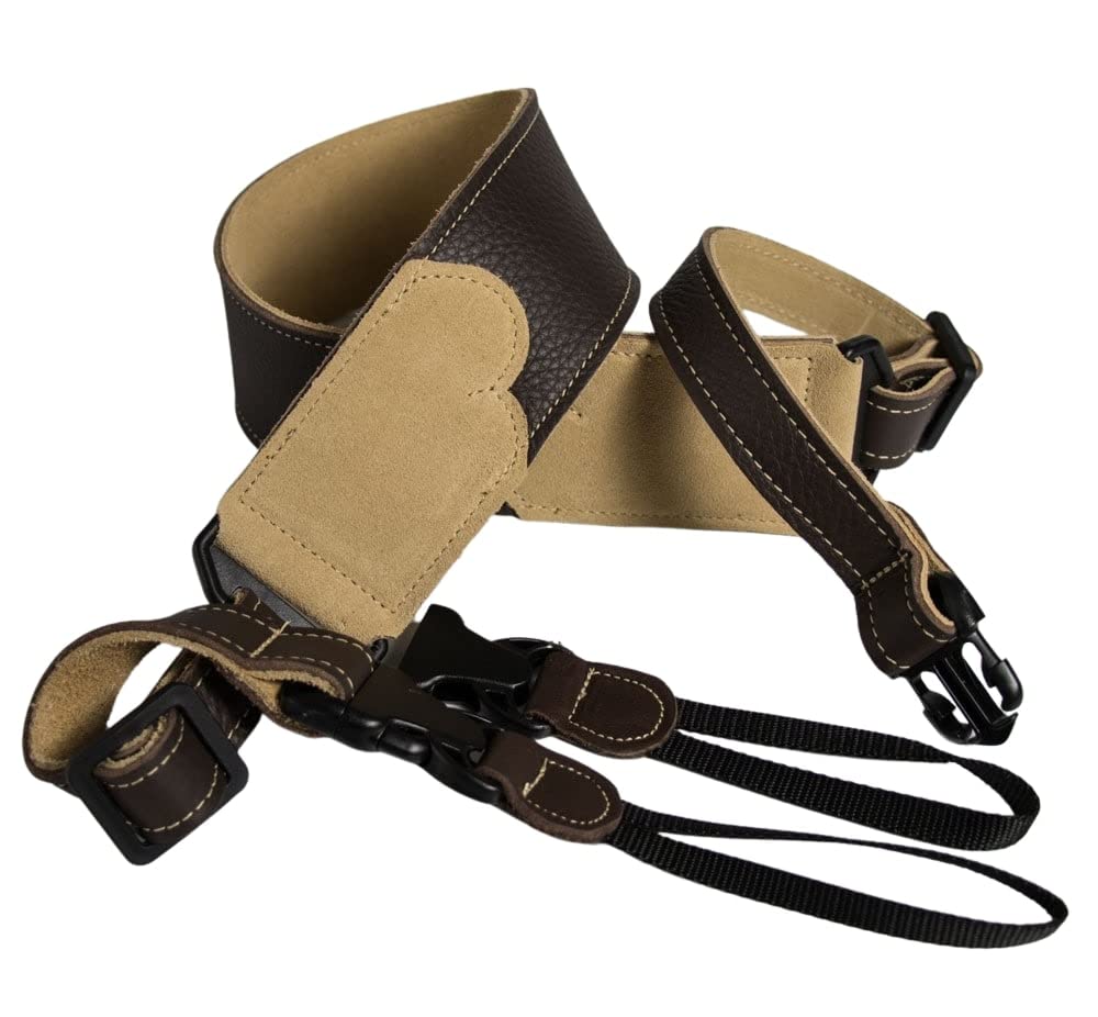 Franklin Strap - 2.5'' Glove Leather With Suede Backing And Quick Release Loops - Banjo Strap - Chocolate