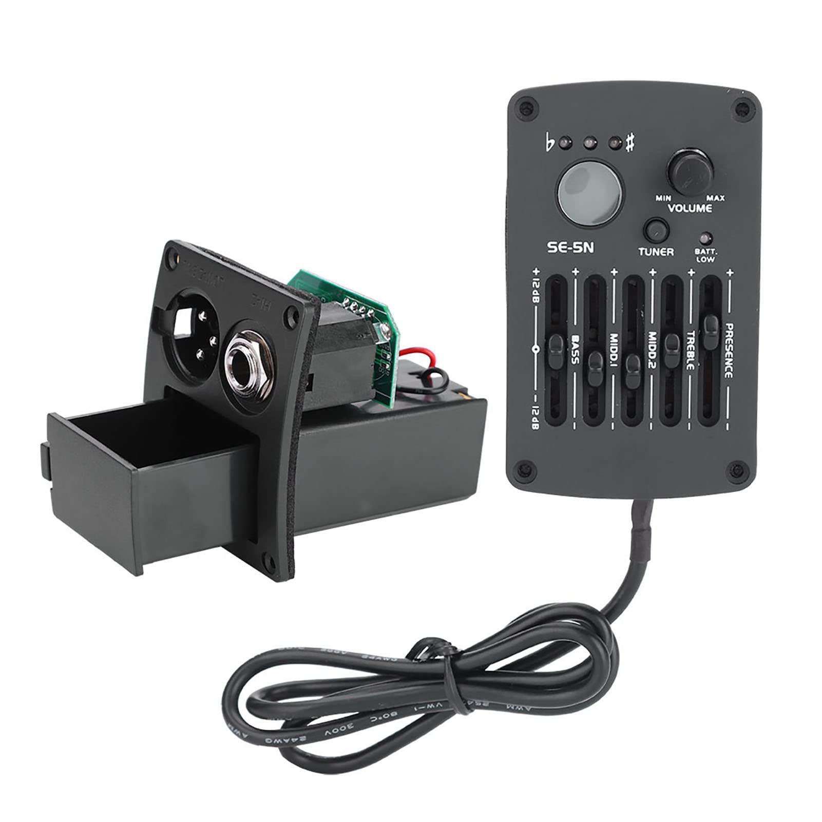 Acoustic Guitar 5-Band EQ Equalizer with Pickup Tuner, for Acoustic Guitar, Ukulele, Bass and Other Musical Instruments