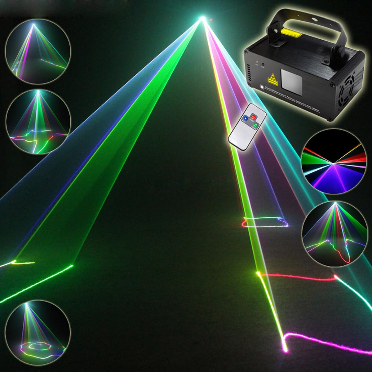 Professional RGB Laser Party Lights,Sound Activated DJ Disco Light,DMX512 Remote Control Scanner Beam Effect Lazer Projector Lig