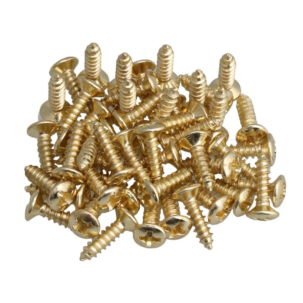 Ruiling Pack Of 50 Gold Electric Guitar Pickguard Backplates Mounting Screws, Electric Guitar Bass Cover Plate Screw For St Tl L