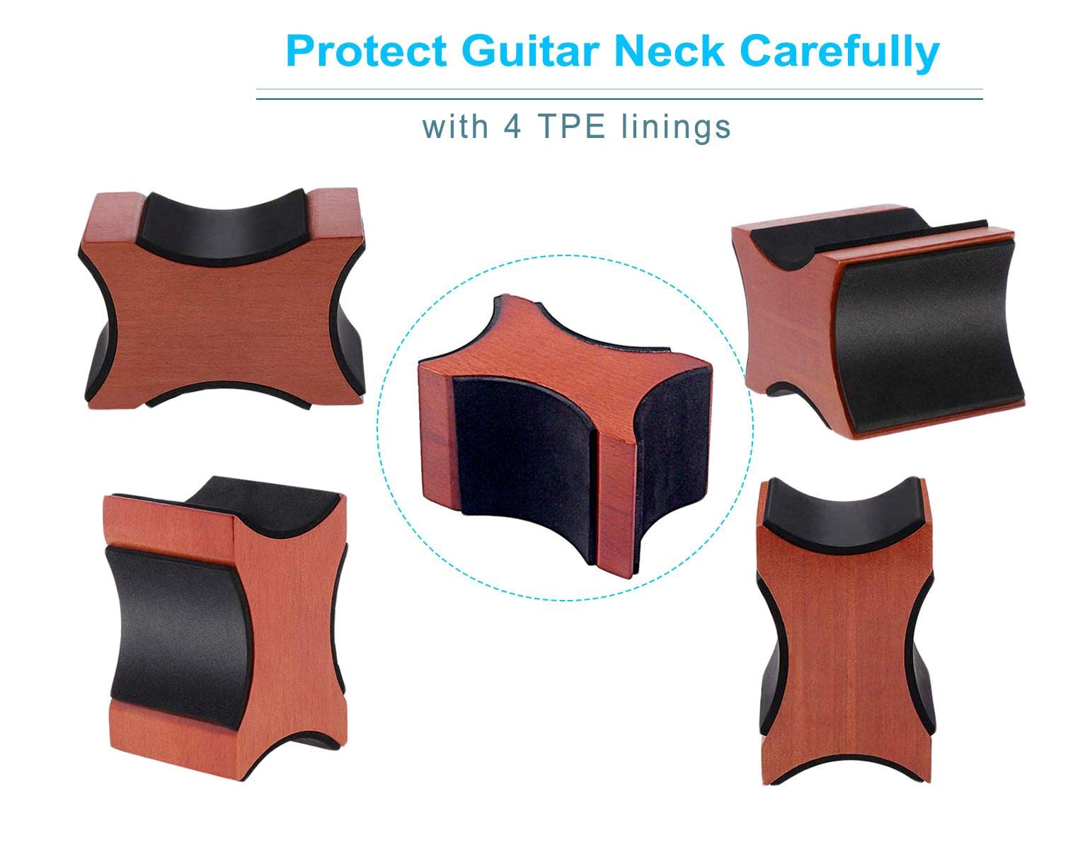 Guitar Neck Rest, Electric Acoustic & Bass Guitar Support Pillow for Changing Strings, String Instrument Wooden Neck Craddle, Lu