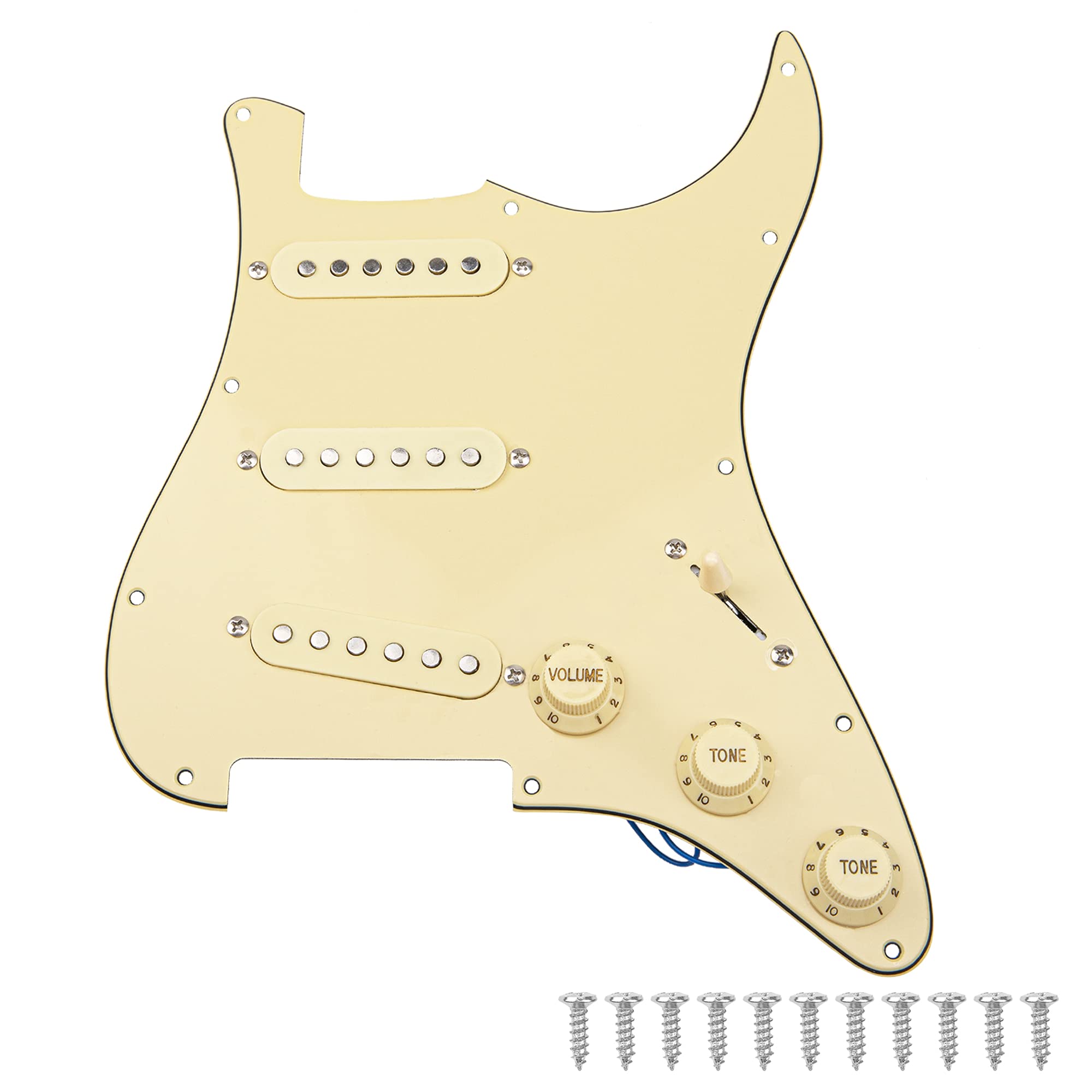 1Pcs Yootones 3Ply Electric Guitar Loaded Prewired Pickguard Pickups Replacement Compatible With Fender Squier Strat Electric Gu