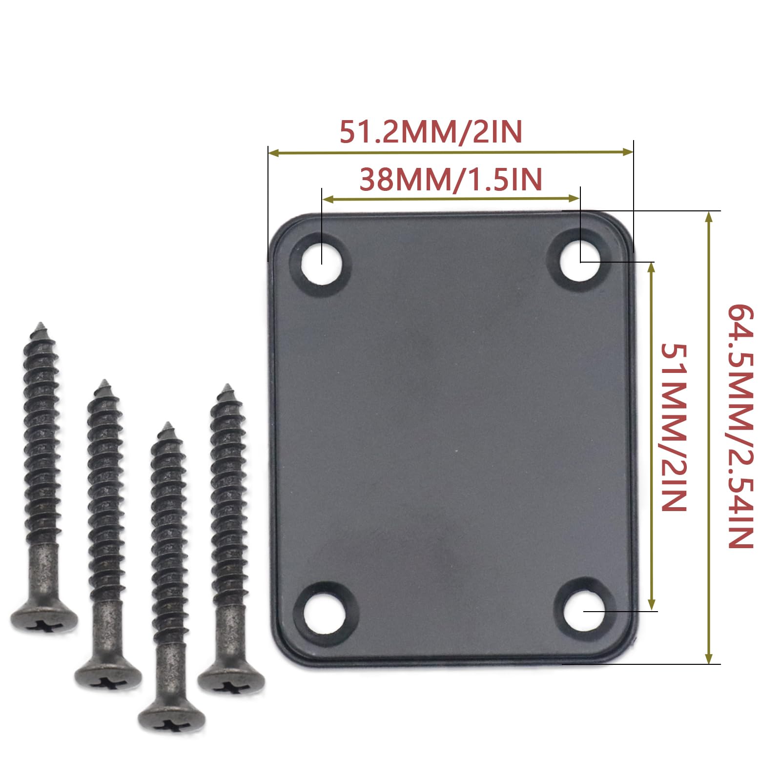 CashBeat Black Electric Bass Guitar Neck Plate, Strengthening Joint Connecting Plate for Guitar Parts, Compatible with Fender St