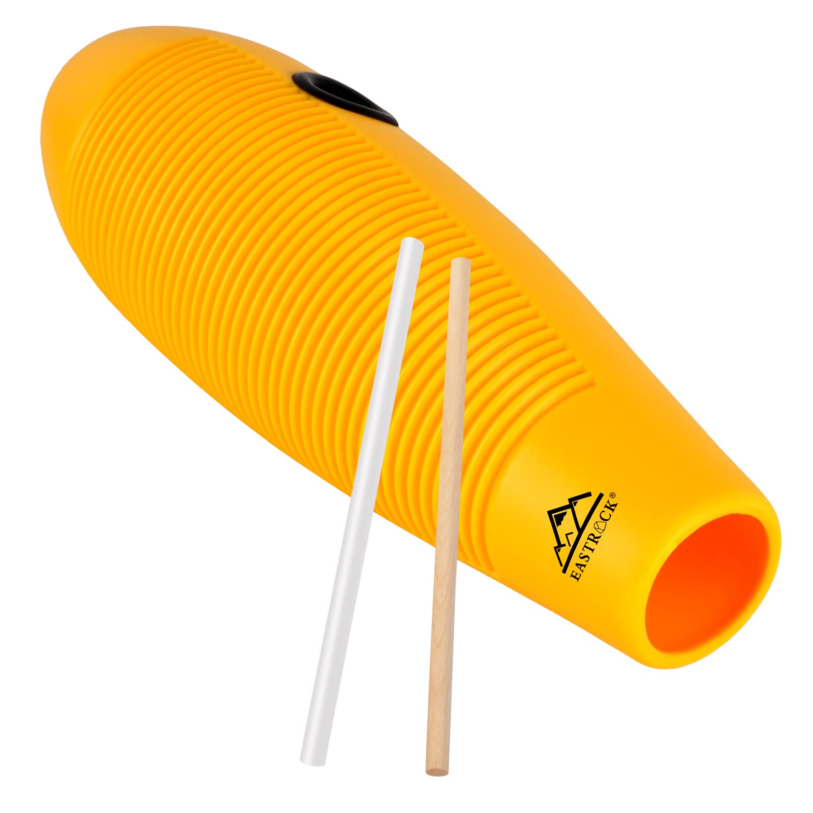 EASTROCK Guiro Instrument 3.9x13 Fish Shaped Latin Percussion Instrument with 2 Scrapers Yellow Guiro Instrument Musical Trainin