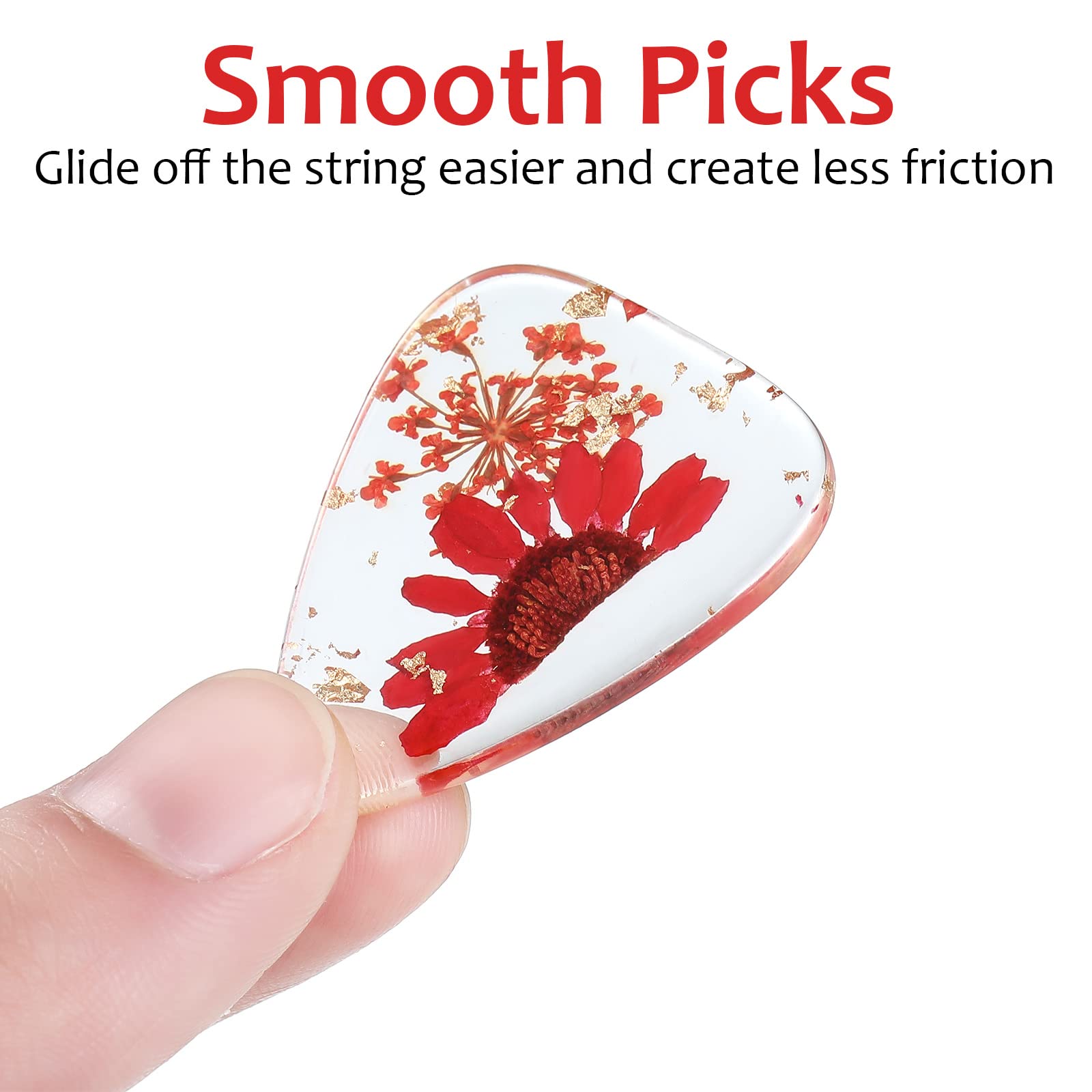 5 Pieces Flower Guitar Picks Dried Flower Resin Guitar Picks Handmade Plectrums Stylish Colorful Guitar Plectrums Floral Bass Pi