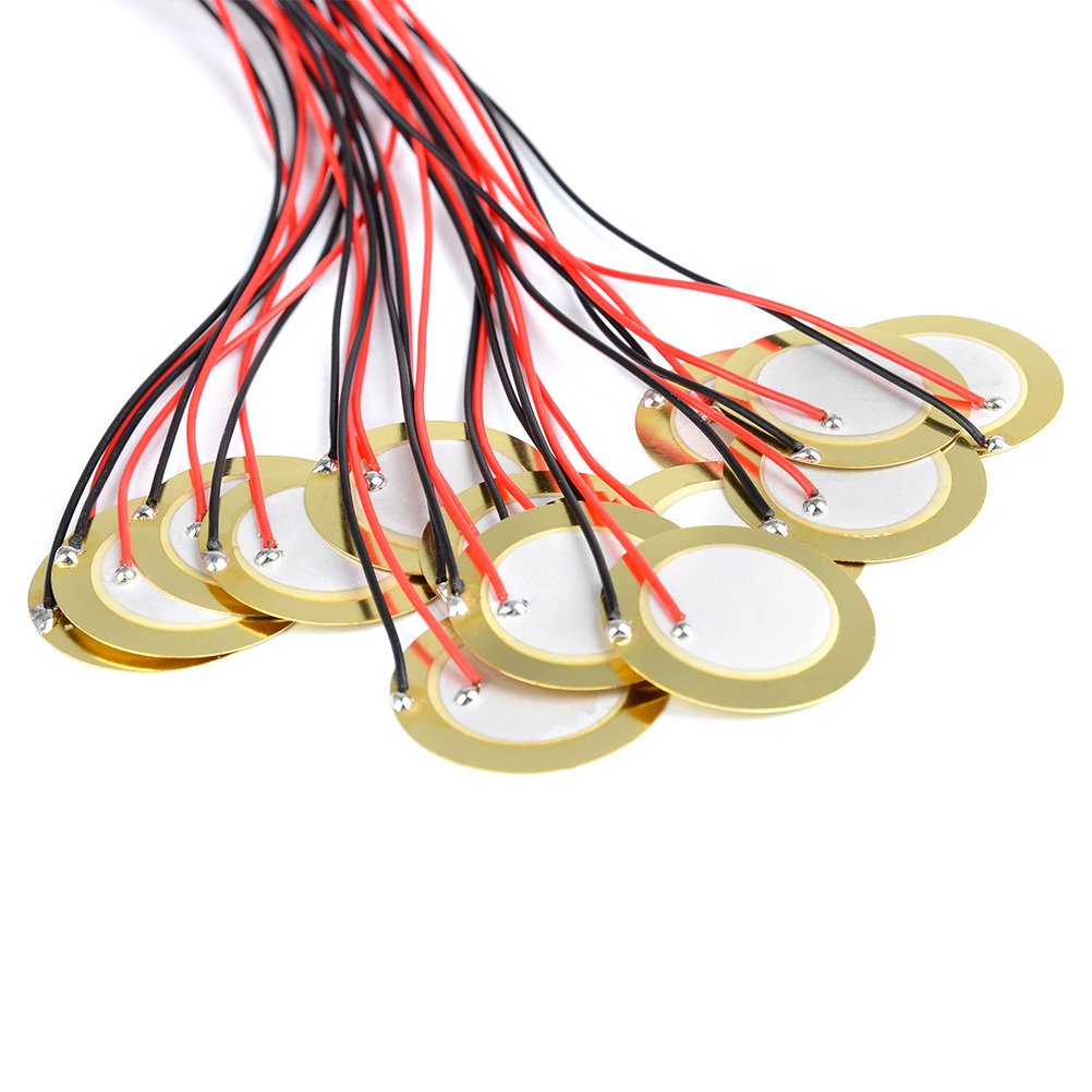 TIMESETL 15pcs Piezo Pickup 27mm Piezo Amplifiers Discs with 13'' Leads for Acoustic Guitar Drum