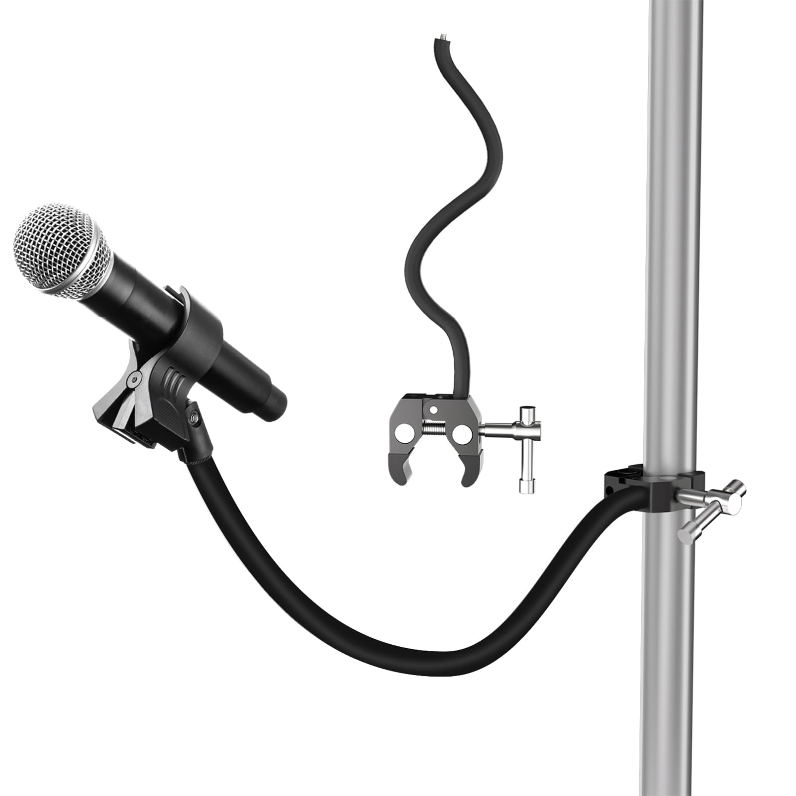 Mippko Gooseneck Microphone Stand,19.69 Flexible Adjustable Arm Super Crab Clamp Mic Clip 3/8-16 to 5/8-27 Adapter Mount,Compati
