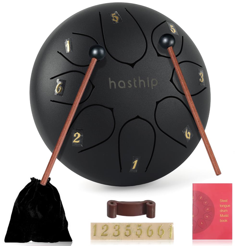 Hasthip Steel Tongue Drum 8 Note, 6 Inch Percussion Instrument Handpan Drum With Bag, Music Book And Mallets For Kids And Adults